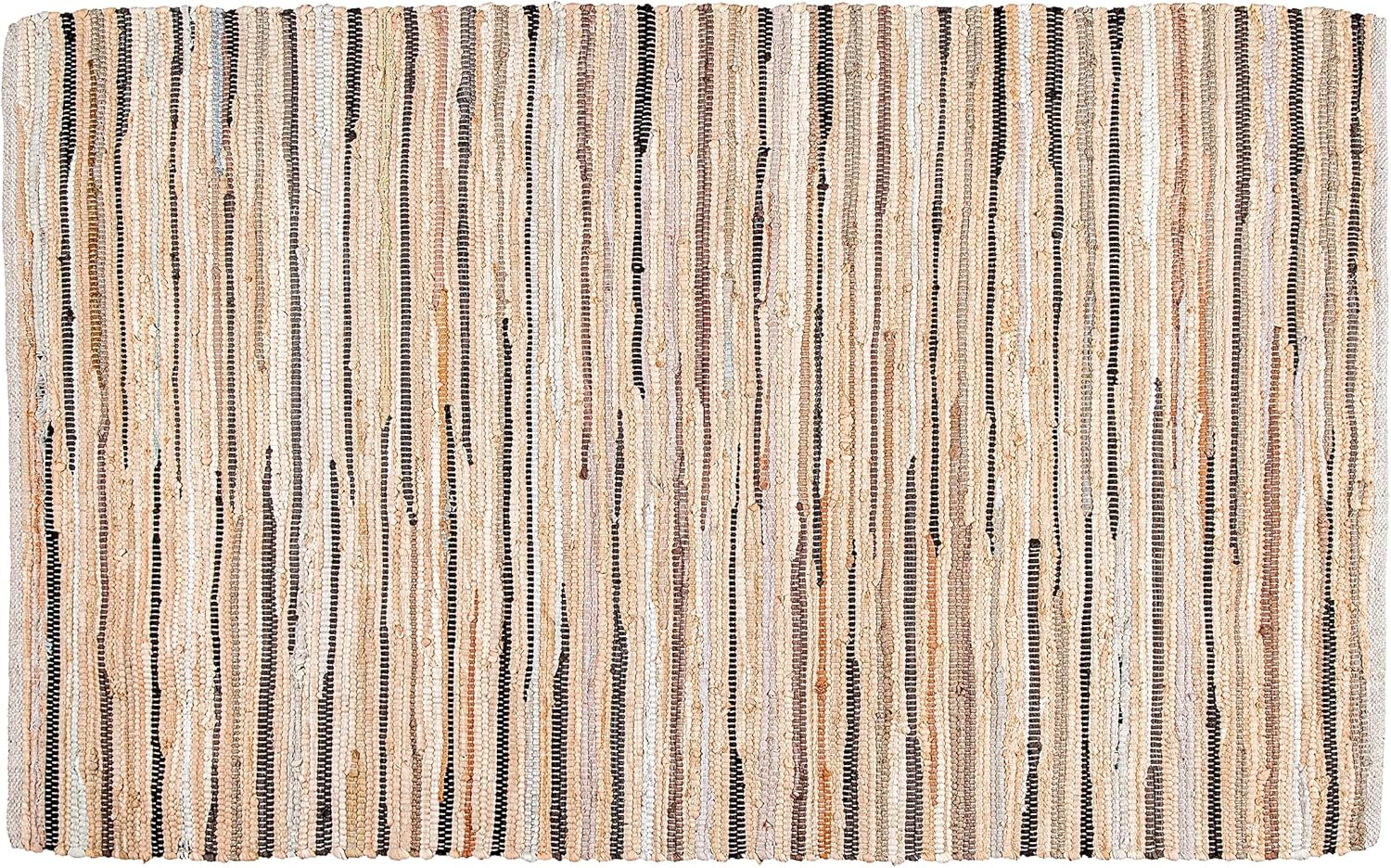 Alfombra de trapo 100% algodón de 3 x 5 pies (36 x 60 pulgadas), alfombra Chindi multicolor, tejida a mano y reversible para sala de estar, cocina,
