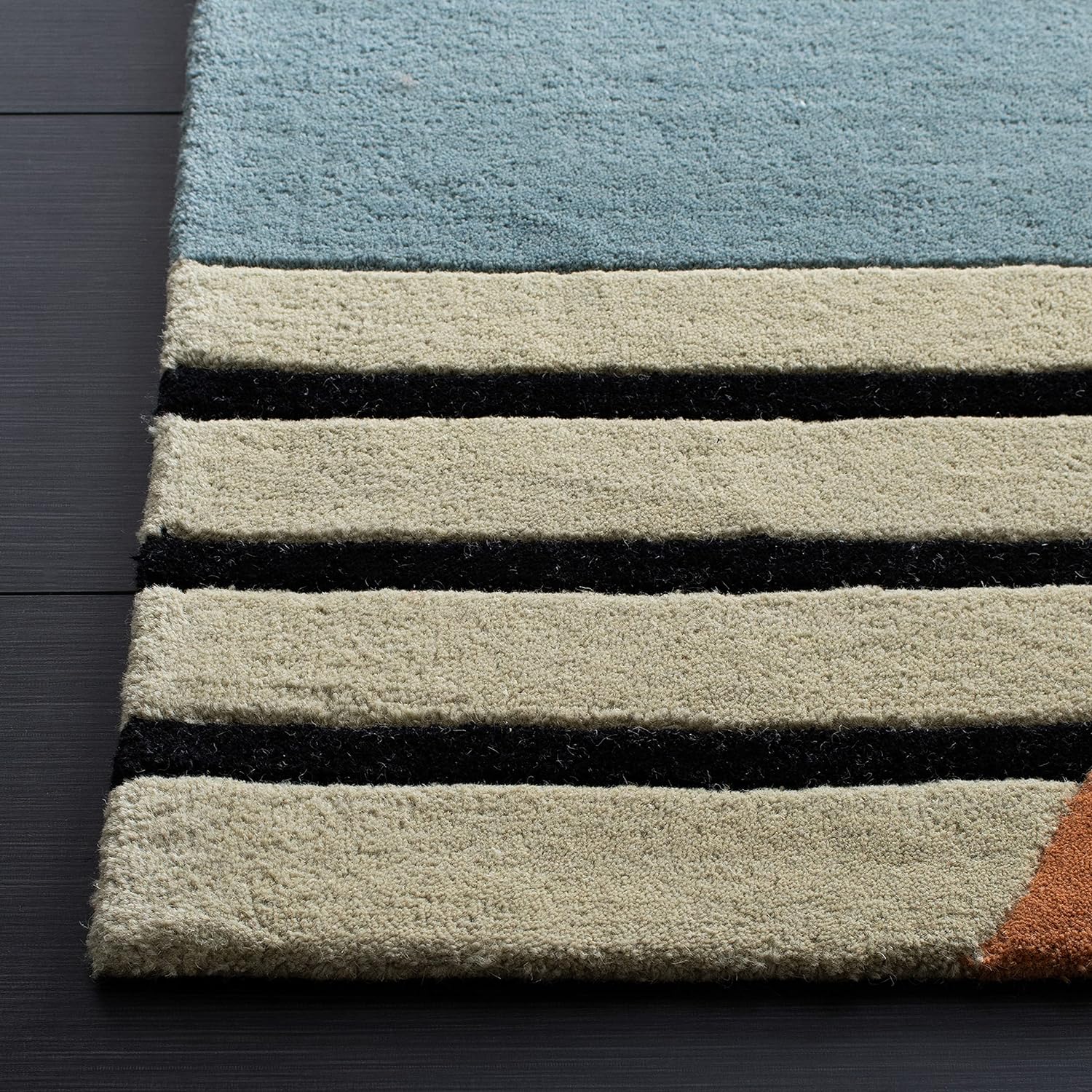 SAFAVIEH Rodeo Drive Collection RD863A – Alfombra cuadrada dorada de 4 pies hecha a mano de mediados de siglo, moderna, abstracta, de lana de alta