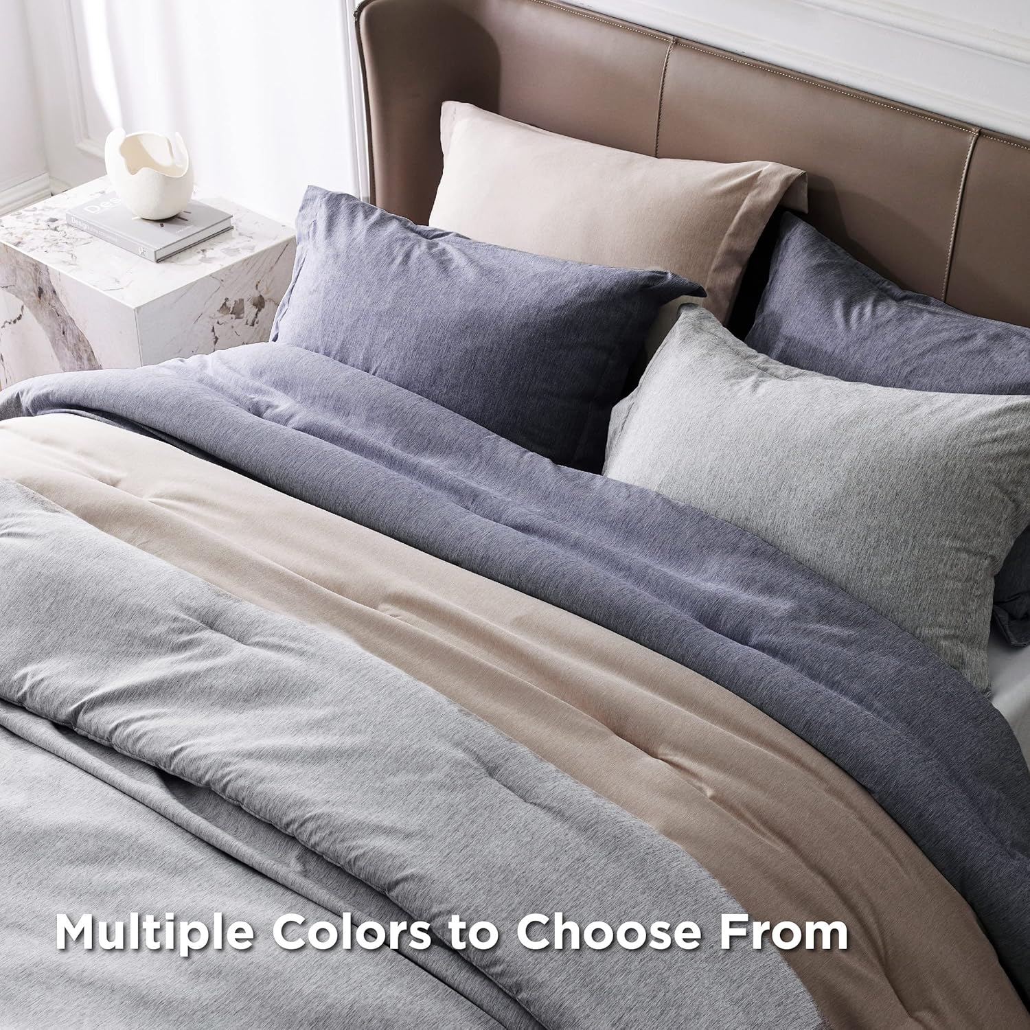 Bedsure Juego de edredón azul marino, tamaño Queen, juego de ropa de cama suave para todas las estaciones