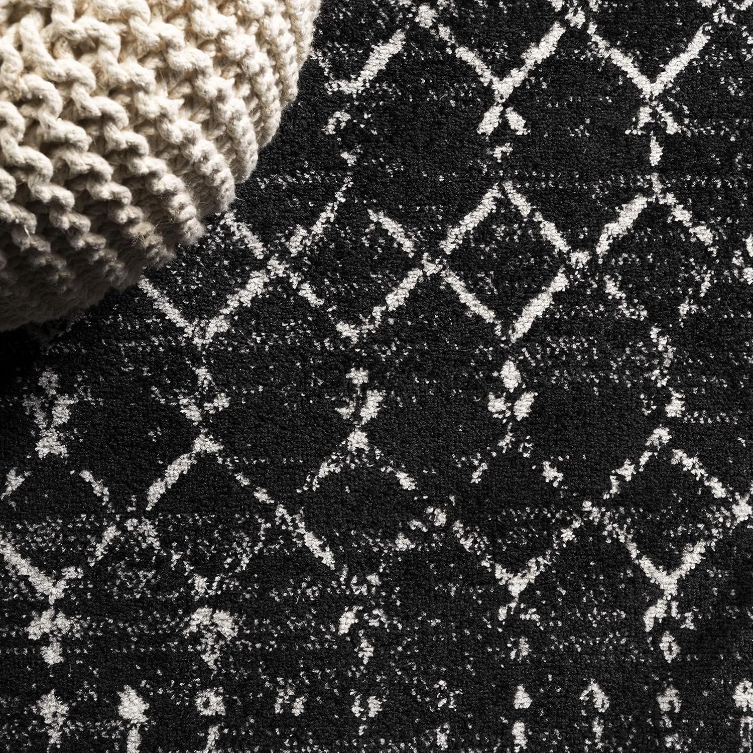 JONATHAN Y MOH101D-5SQ – Alfombra marroquí Hype boho vintage con diseño de diamante para interiores, estilo bohemio, fácil de limpiar, para