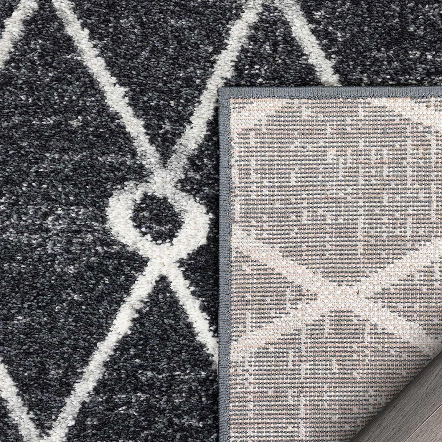 Viaje Trellis – Alfombra de área tradicional marroquí con diseño de diamantes, envejecida, color gris envejecido (5 pies 3 pulgadas x 7 pies 3