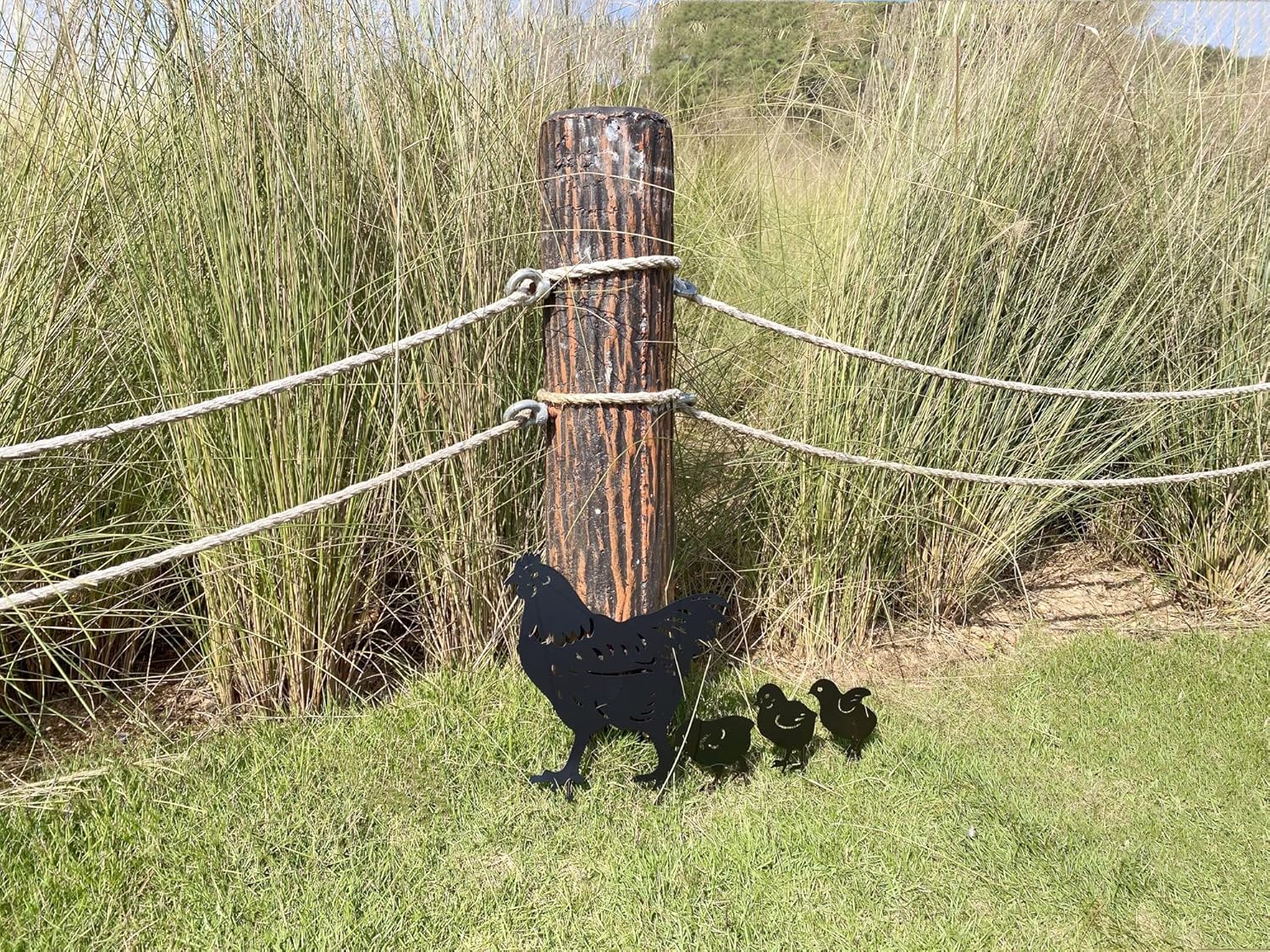 RANNYOZIO Estacas de metal decorativas de pollo para jardín, silueta de pollo pequeño, estatuas de jardín para patio, patio, decoración de jardín,