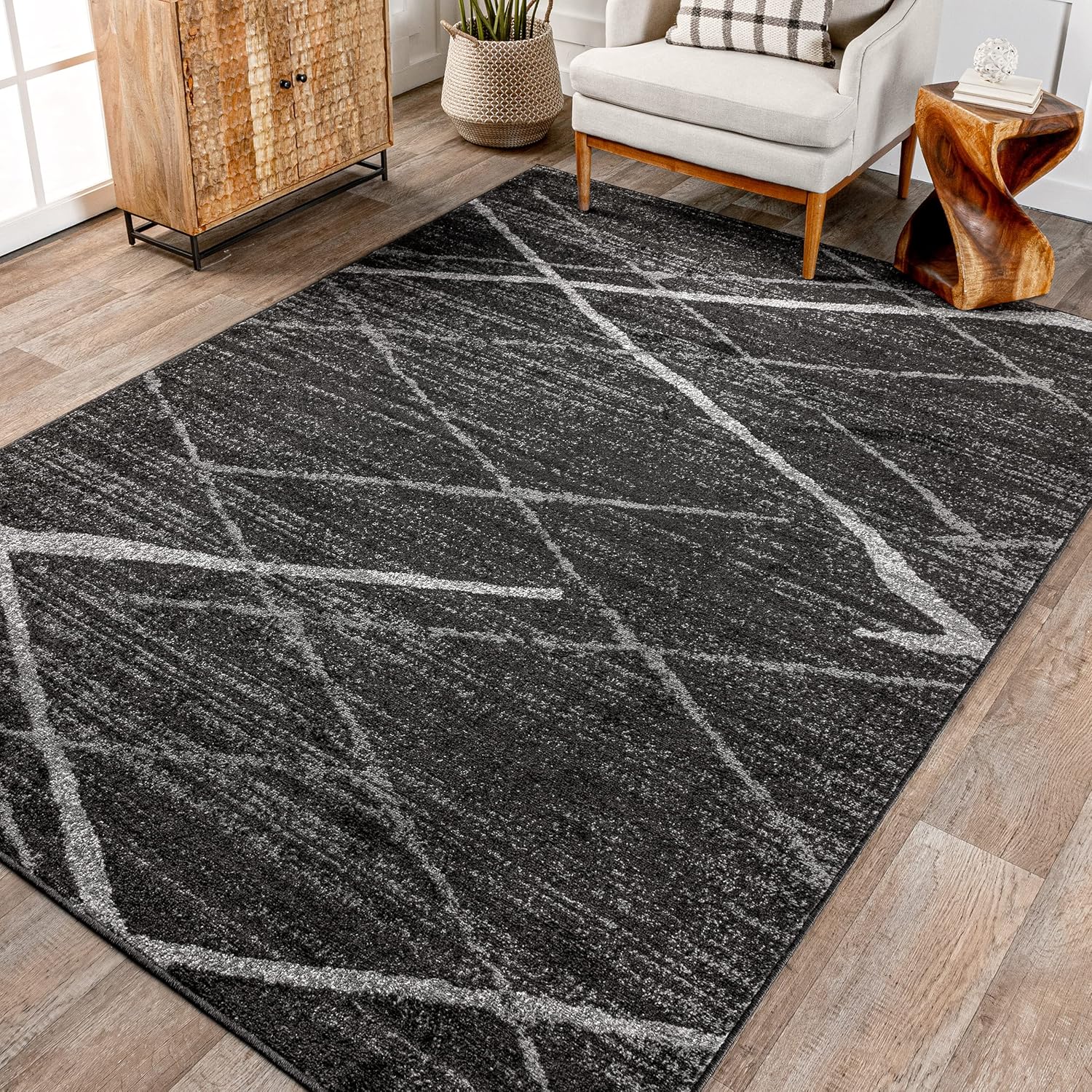nuLOOM – Alfombra de pasillo contemporánea Thigpen, 2 pies 6 pulgadas x 12 pies, color gris oscuro