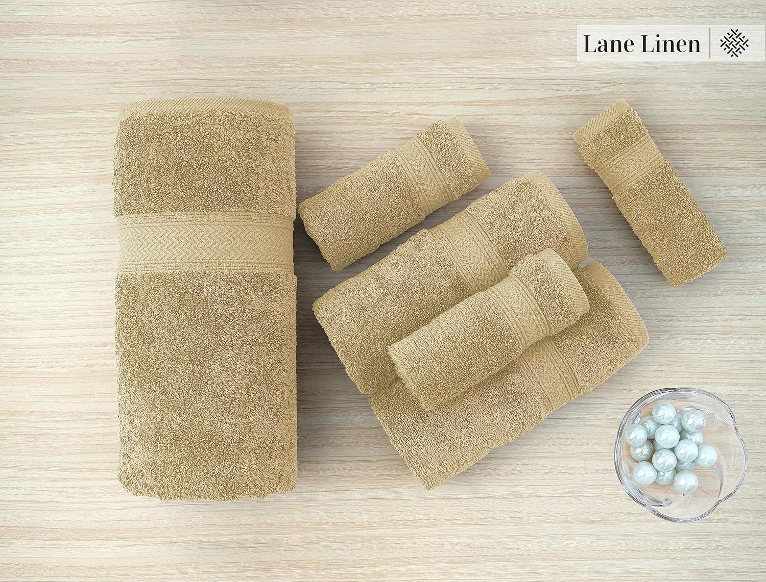 LANE LINEN – Juego de 10toallas de 100% algodón, 2toallas grandes, 4toallas de mano suaves, 4toallitas para el cuerpo, calidad de hotel, de secado