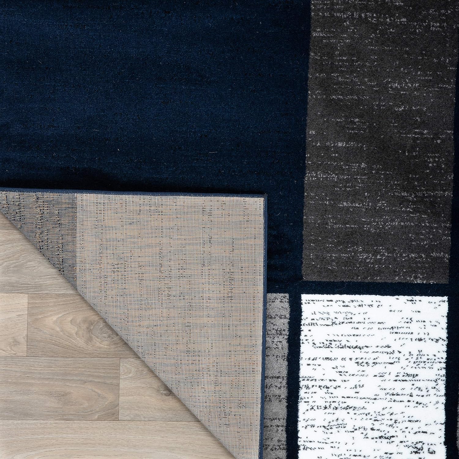 Rugshop Tapete con diseño de cuadros, contemporáneo y moderno de 6pies 6pulgadas (diámetro), azul marino