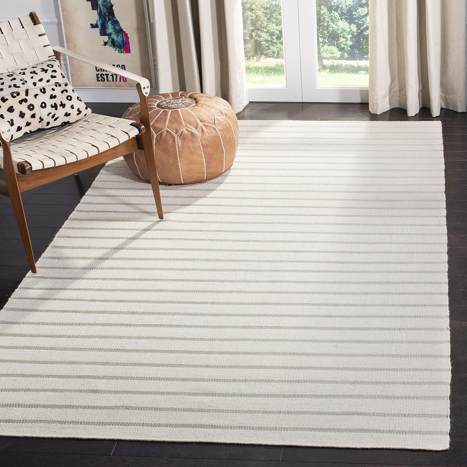 SAFAVIEH Dhurries Collection DHU313D – Alfombra de lana de primera calidad hecha a mano de 3 x 5 pies, color blanco