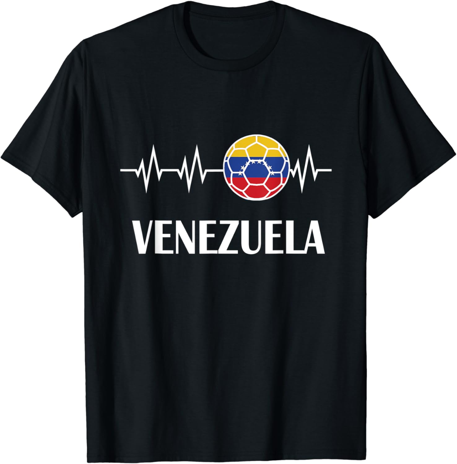 Fútbol Heartbeat playera I Love Venezuela Bandera Futbol Camisa, hombre L, Jaspeado oscuro