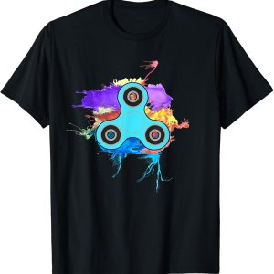 Retro Spinner neón acuarela Splash ‘t shirt, Negro Retro Spinner neón acuarela Splash ‘t shirt, Negro
