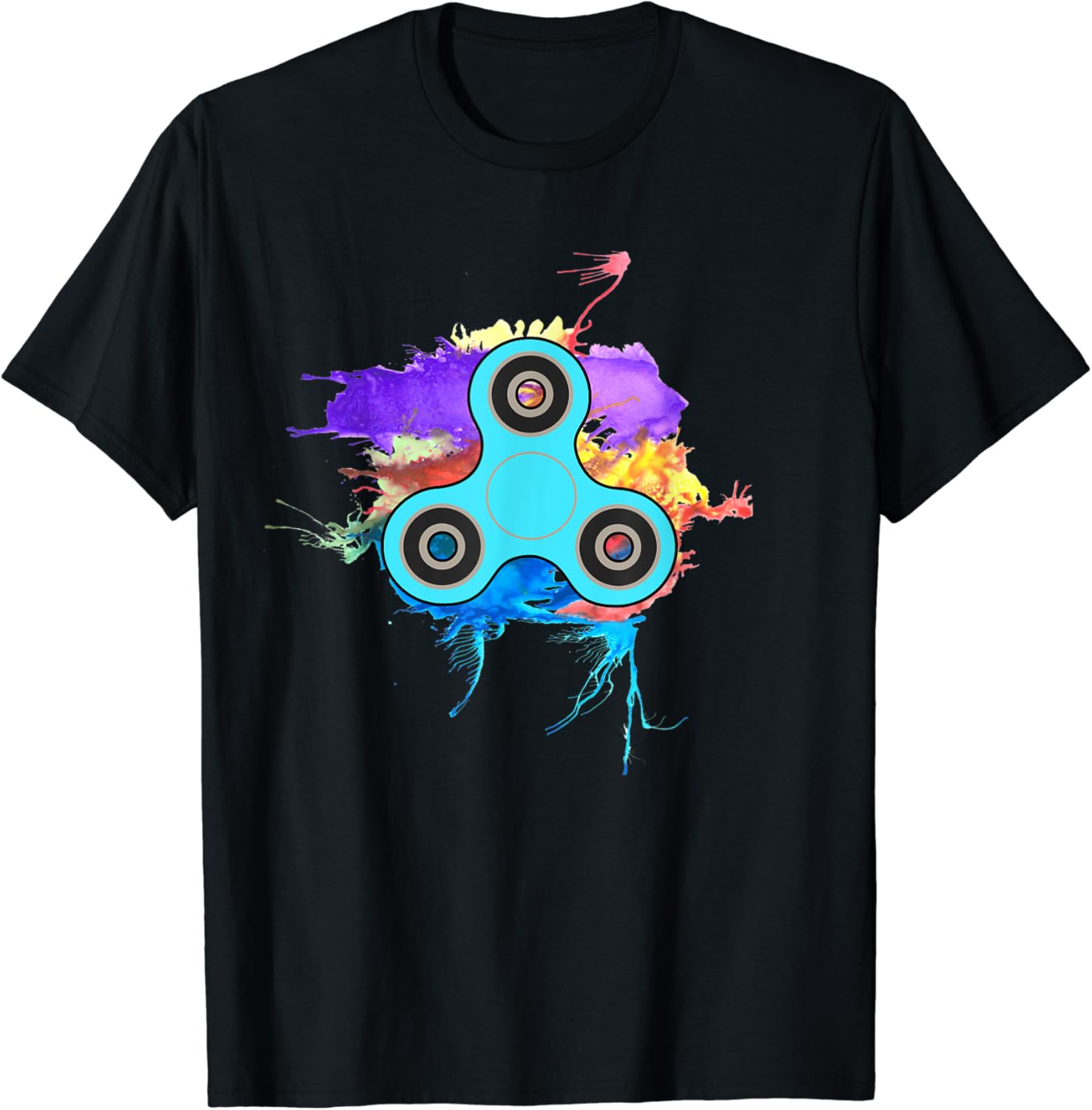 Retro Spinner neón acuarela Splash ‘t shirt, Negro