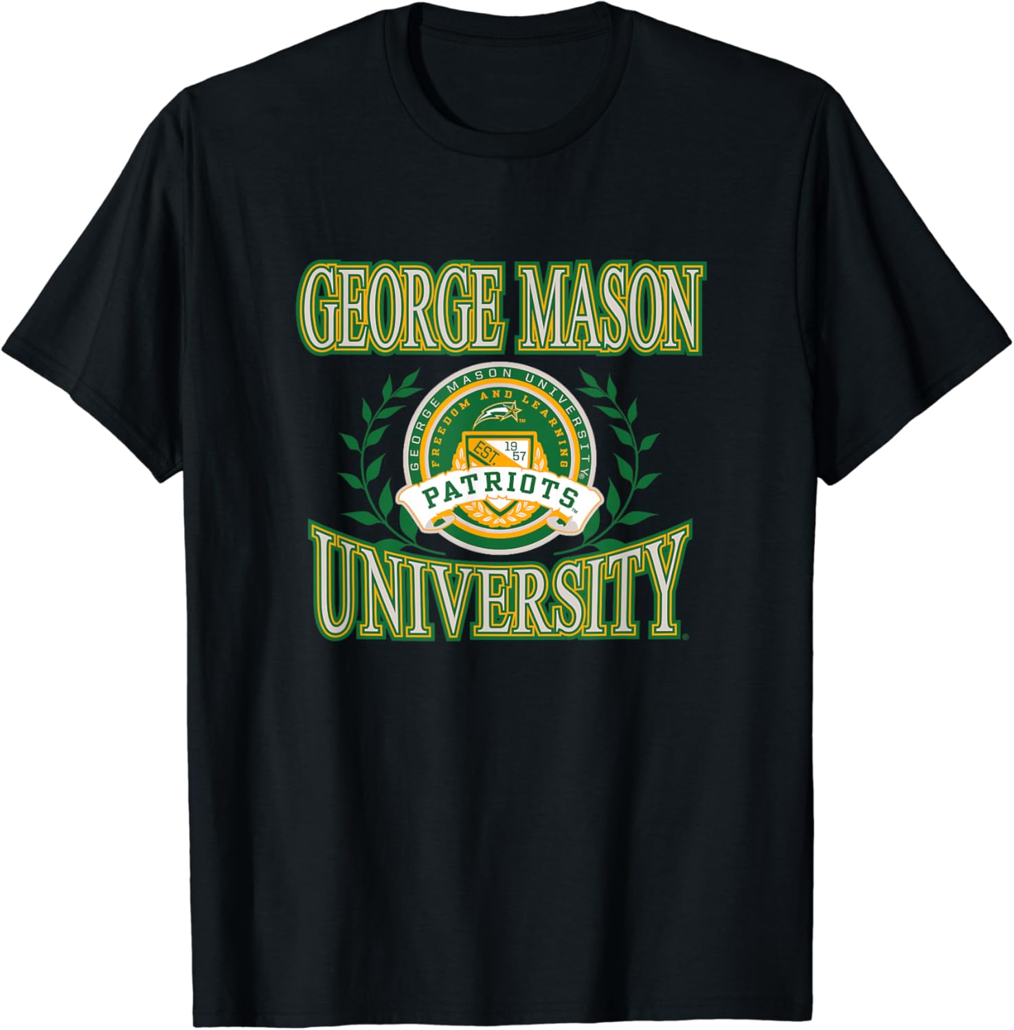 George Mason Patriots Laurels – Camiseta, Negro –