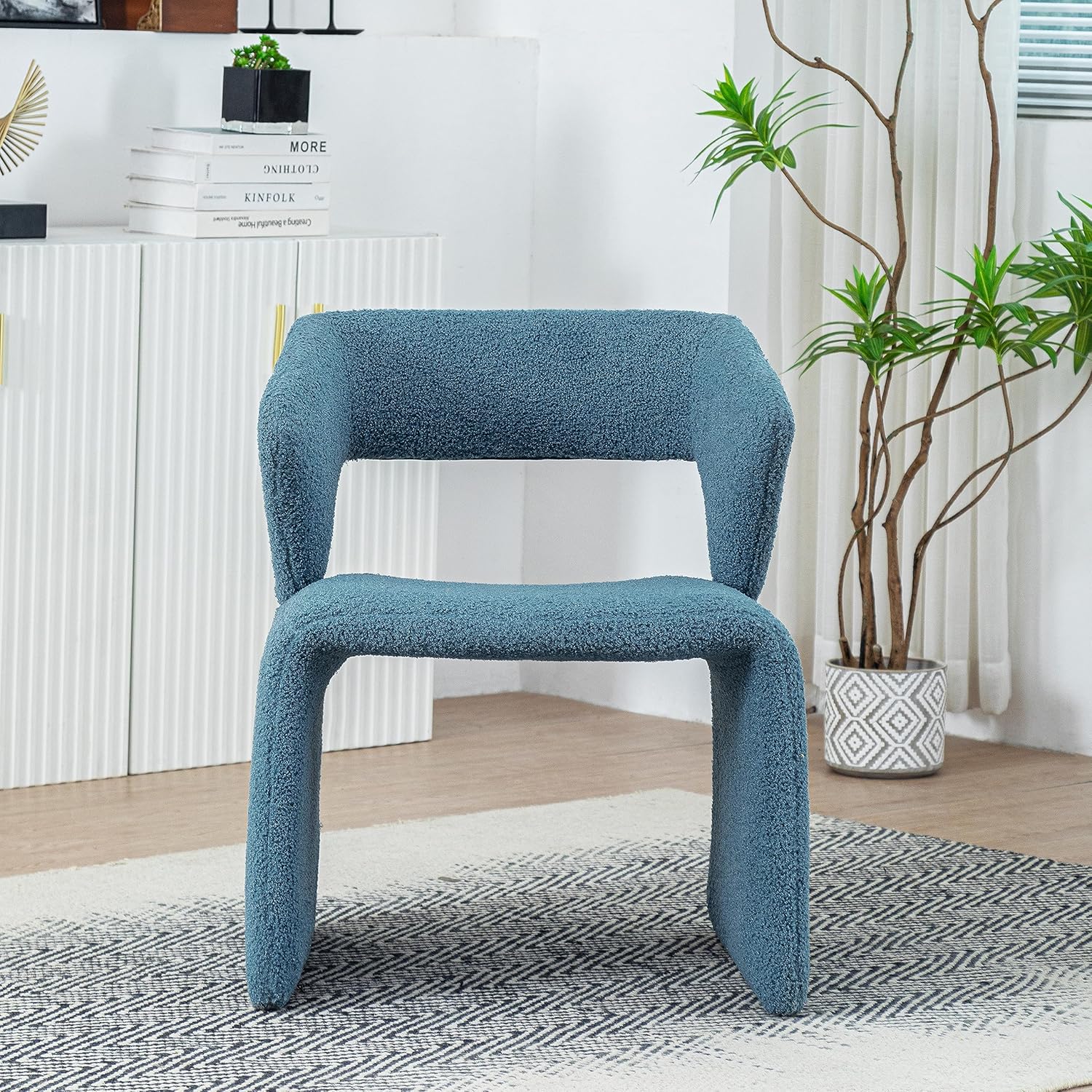 Modern Boucle – Silla decorativa de sherpa, silla armada de tela de cordero, cómoda silla individual copetuda para lectura, dormitorio, oficina y
