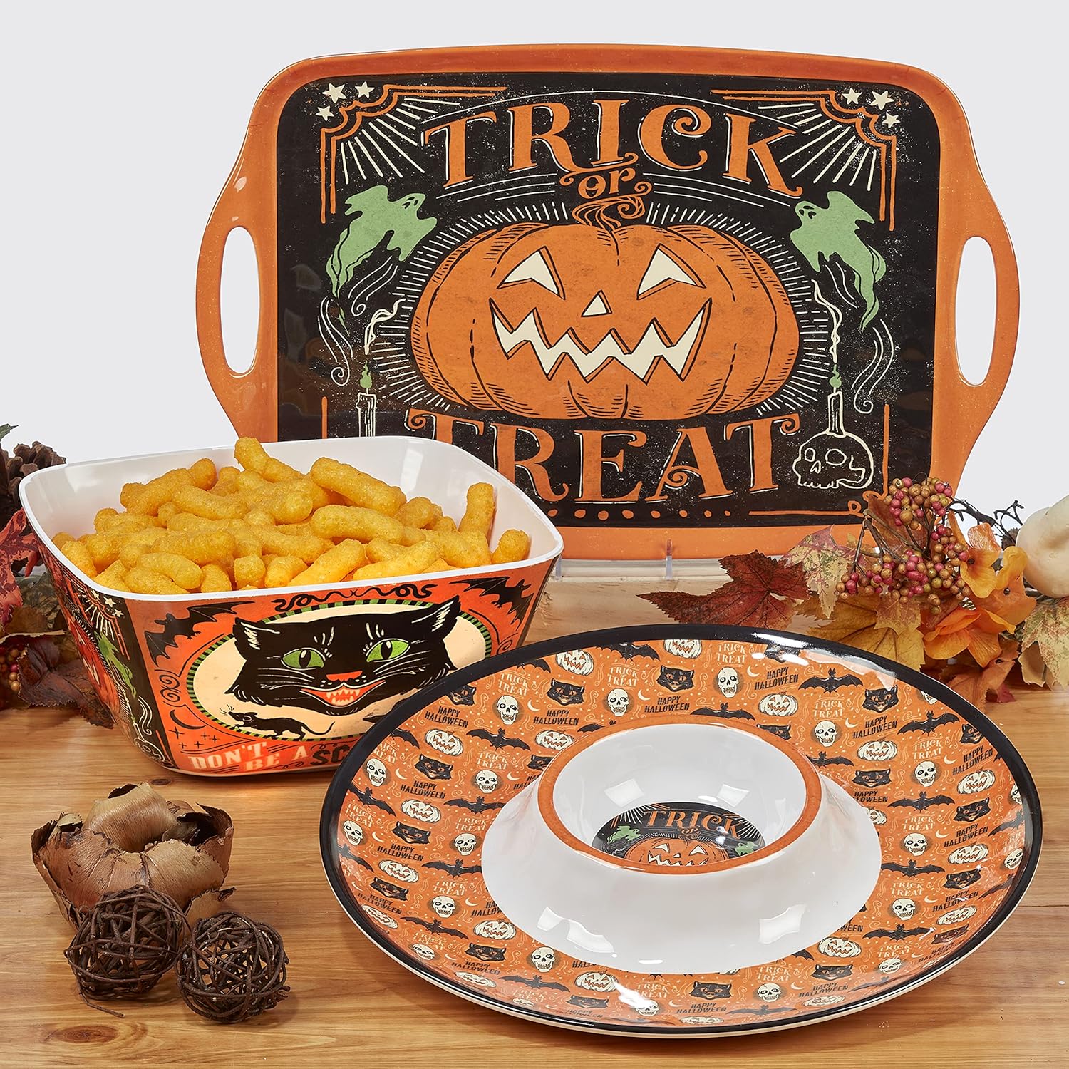 Certified International Scaredy Cat – Tazas de 18 onzas, juego de 4 diseños surtidos
