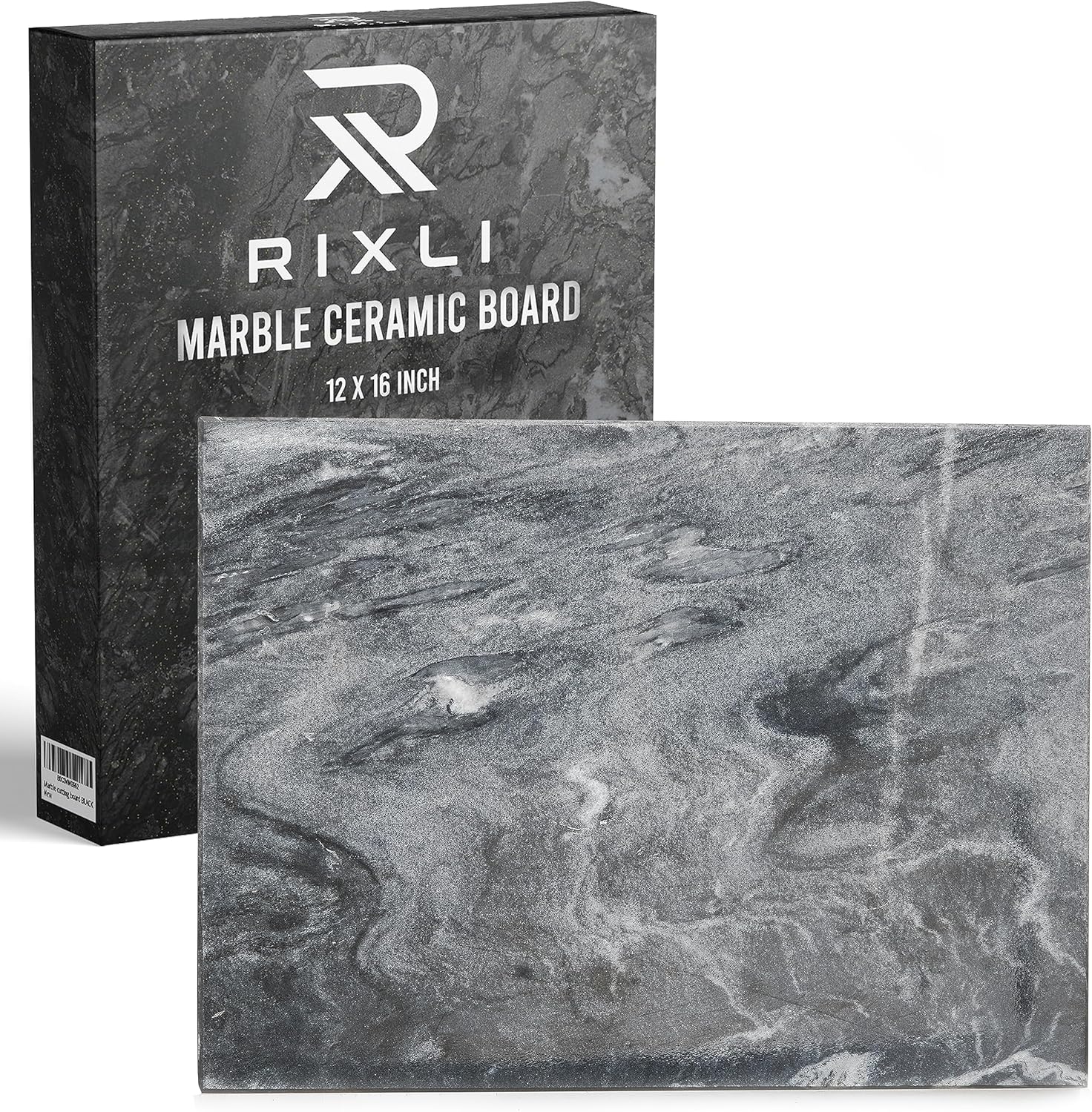 Tabla de cortar de piedra de mármol de cocina, tabla de cortar y embutidos de 16 x 12 x 0.6 pulgadas, bandeja de pastelería antideslizante