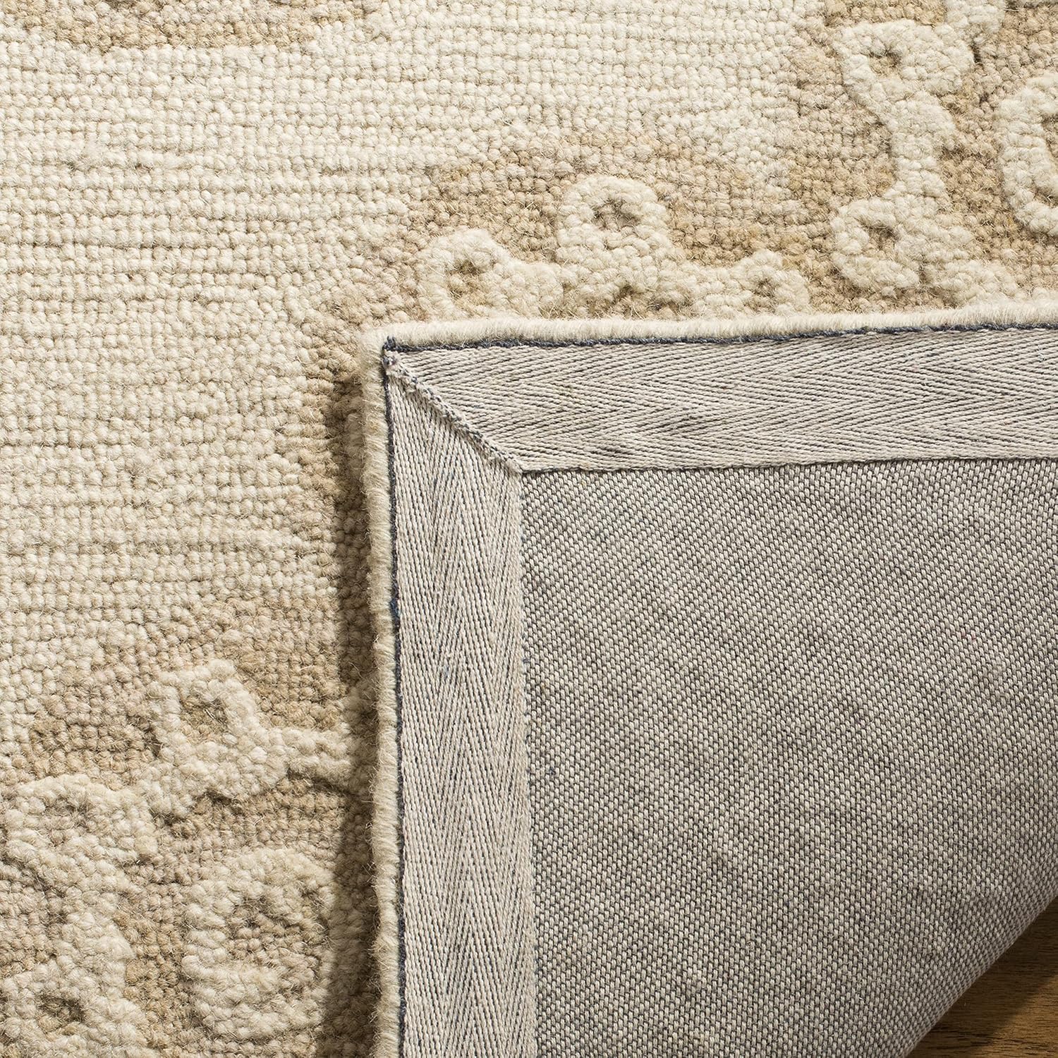 SAFAVIEH Blossom Collection – Alfombra de área de 8 x 10 pies, marfil y beige, lana hecha a mano, ideal para zonas de alto tráfico en sala de estar,