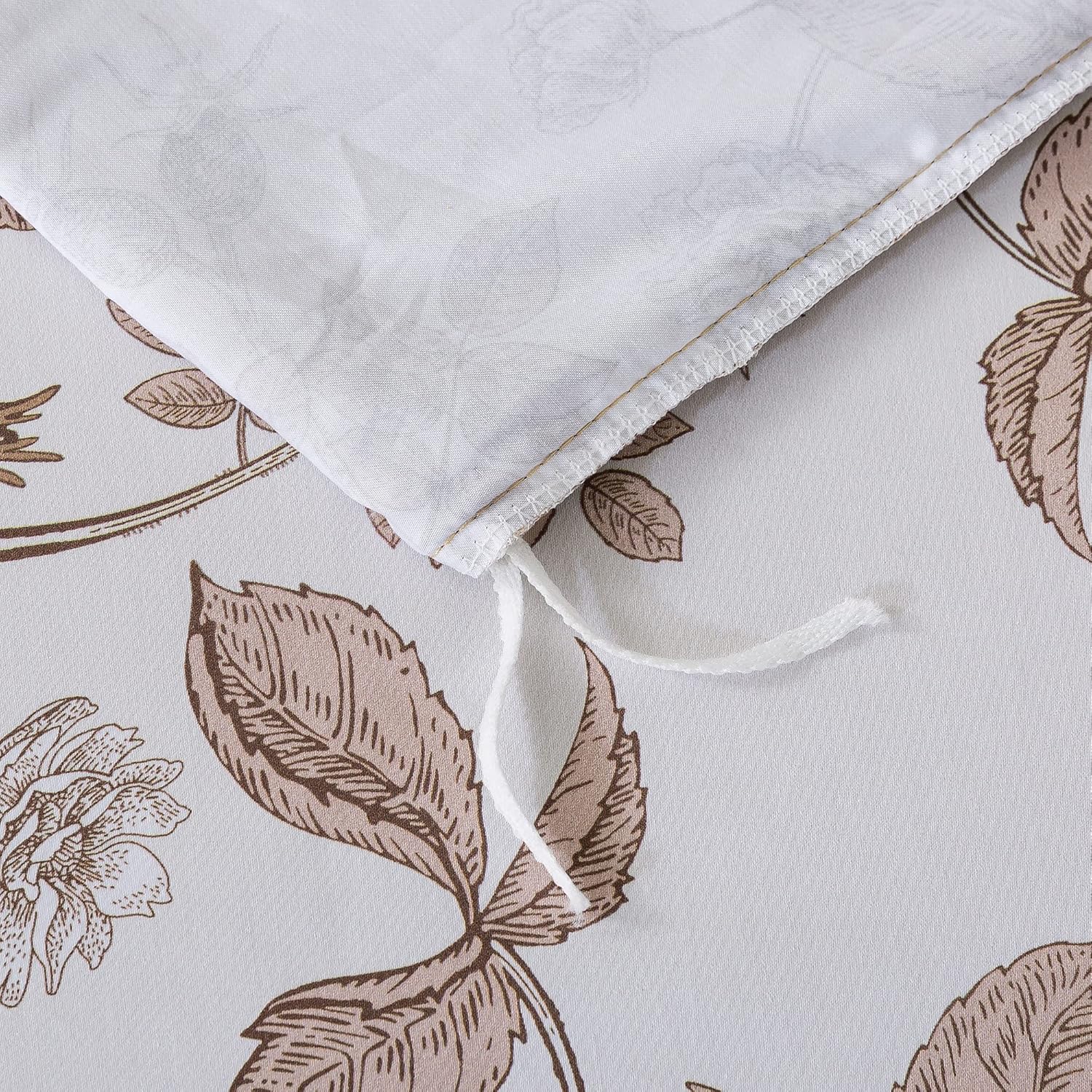 FADFAY Juego de funda de edredón de rosa desgastada, tamaño individual XL, ropa de cama floral vintage blanca y marrón, elegante juego de funda de