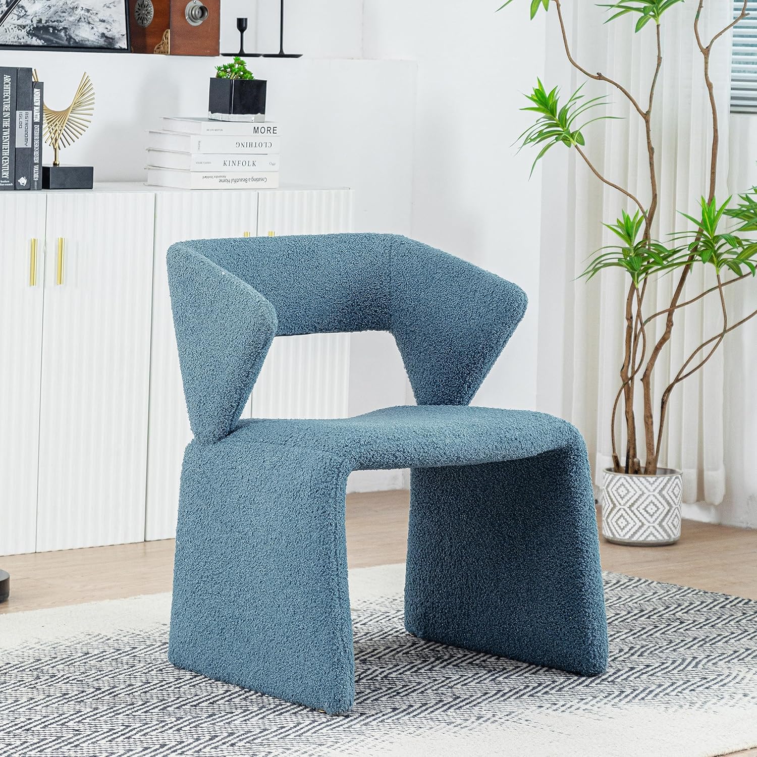 Modern Boucle – Silla decorativa de sherpa, silla armada de tela de cordero, cómoda silla individual copetuda para lectura, dormitorio, oficina y