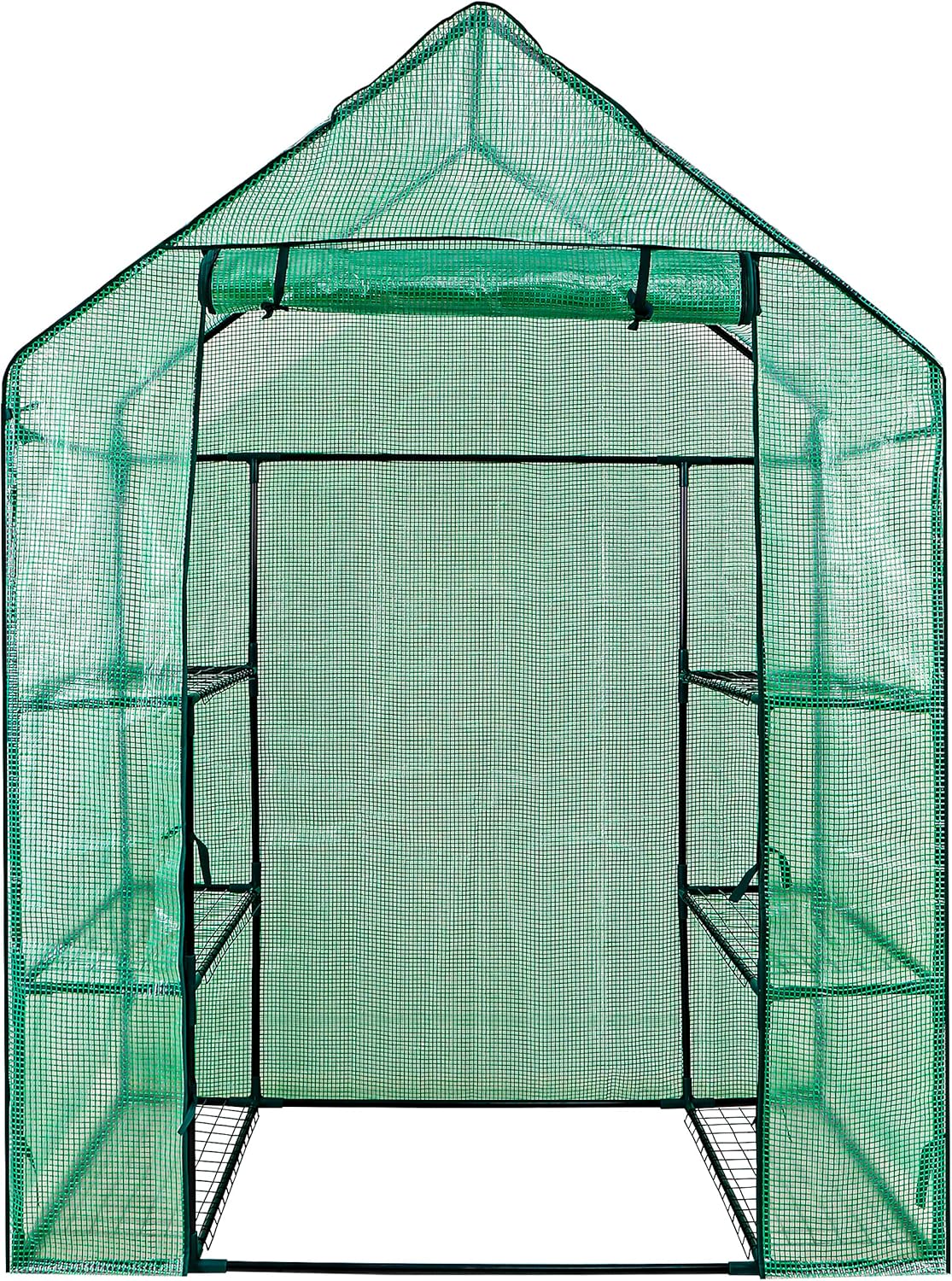 Mini invernadero de 3 niveles con 12 estantes, cubierta de tela de polietileno con puerta enrollable con cremallera para flores y plantas