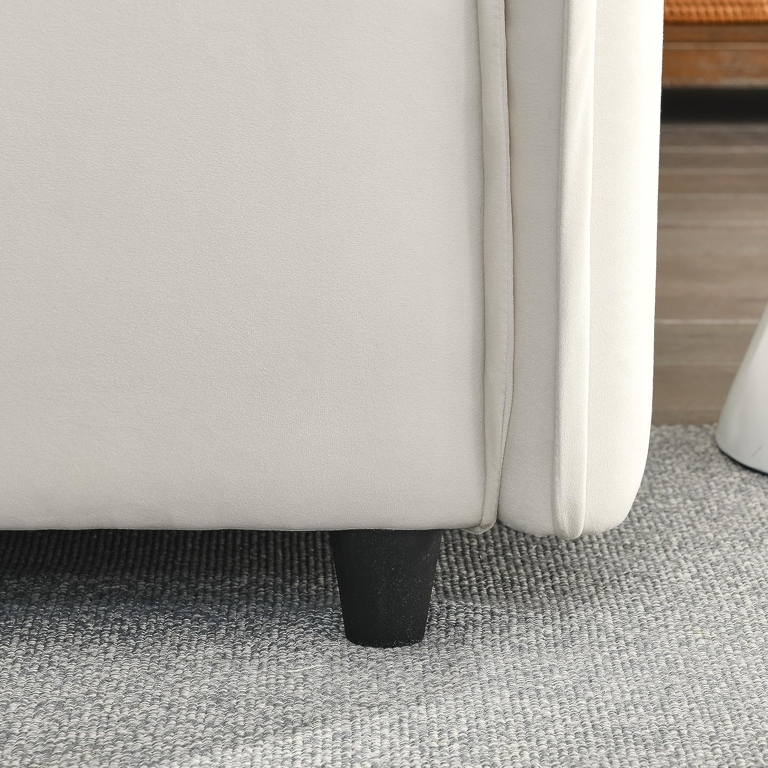 Sofá moderno tapizado de terciopelo con marco de madera maciza, sofá de 3 plazas, sofá de lujo para sala de estar, apartamento, oficina (beige)