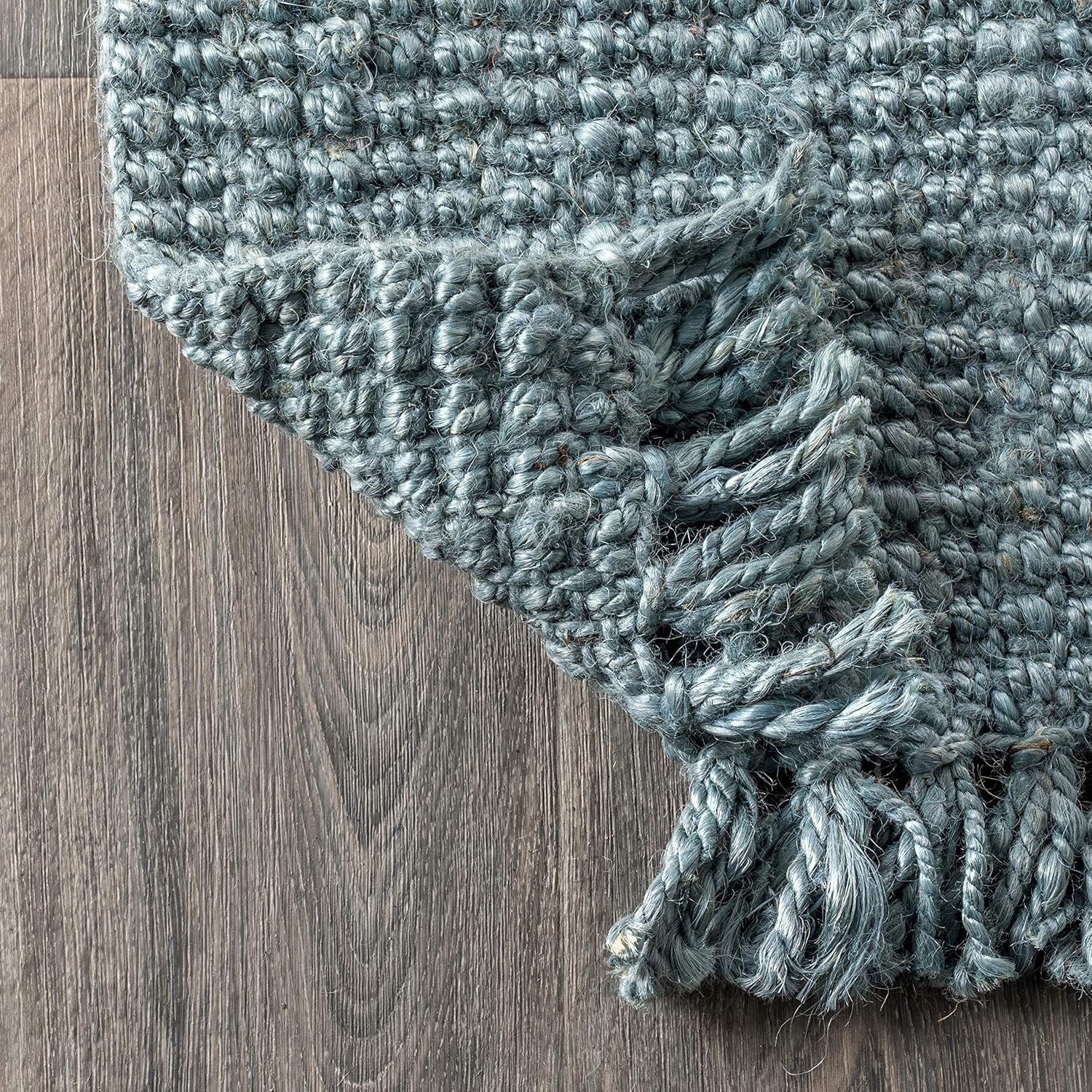 JONATHAN Y NRF103B-2 Pata – Alfombra tejida a mano de yute grueso con flecos para interior, estilo bohemio, de fácil limpieza, para dormitorio,