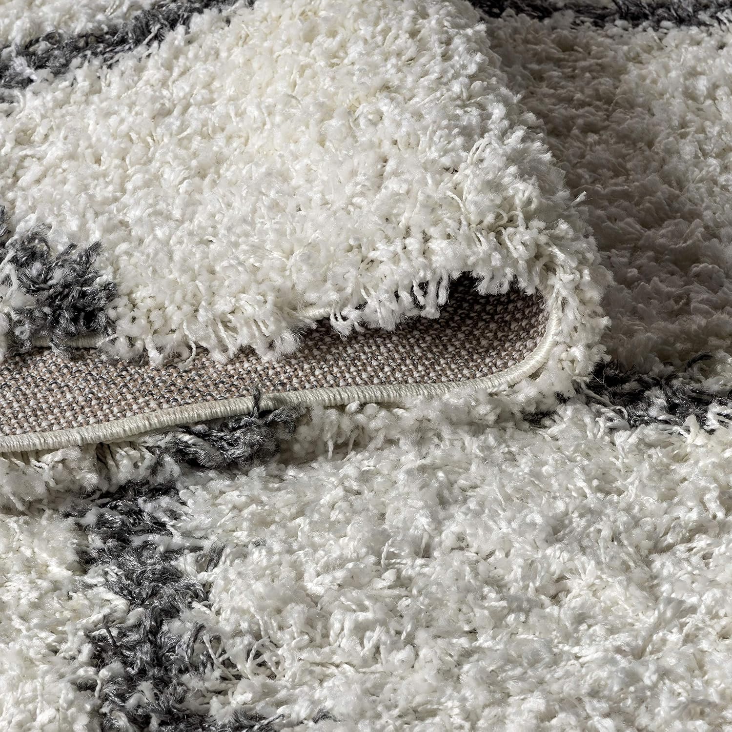 JONATHAN Y MCR104B-28 Mercer Shag – Alfombra de felpa con borlas geométricas marroquíes y enrejado para interiores, estilo bohemio, fácil de