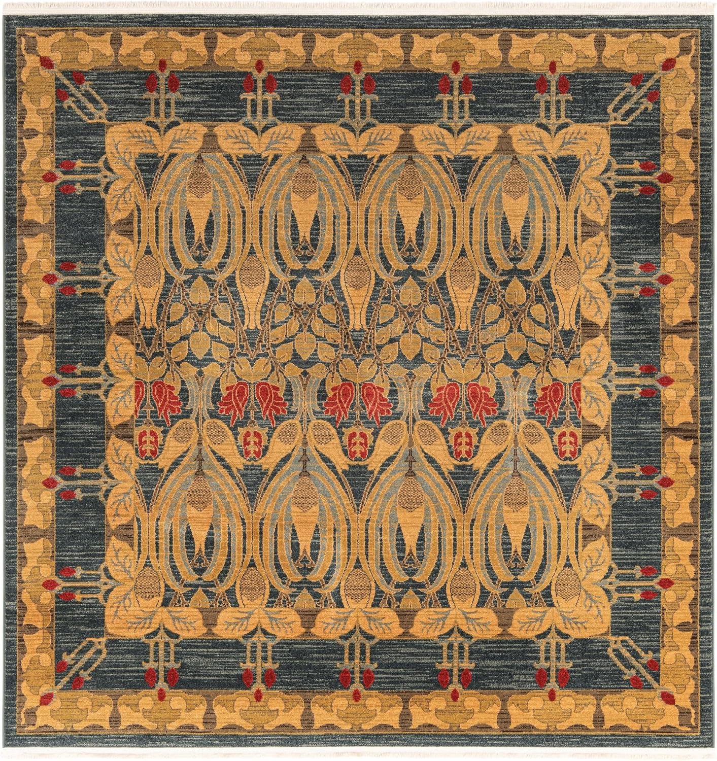 Unique Loom Edinburgh Collection – Alfombra de área (7 pies 10 pulgadas, cuadrada, azul marinobronceado)
