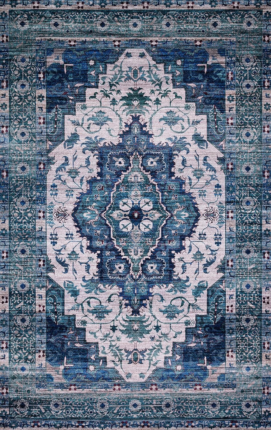 Loloi CIELCIE-01IVTQ2340 Cielo X Justina Blakeney Collection – Alfombra de área (2’3″ x 4’0), color marfil y turquesa