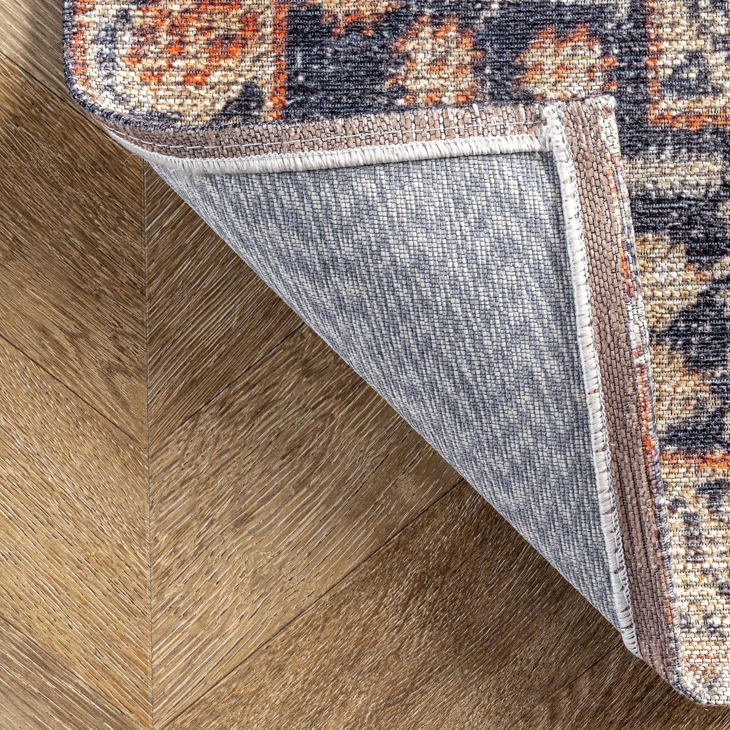 nuLOOM Esmeralda – Alfombra envejecida de medallón, 5 x 8 pies, color naranja