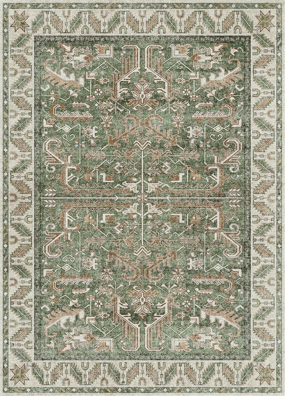 Valenrug Alfombra lavable de 6 x 9 pulgadas, ultrafina, colección antigua, resistente a las manchas, para sala de estar, dormitorio, alfombra