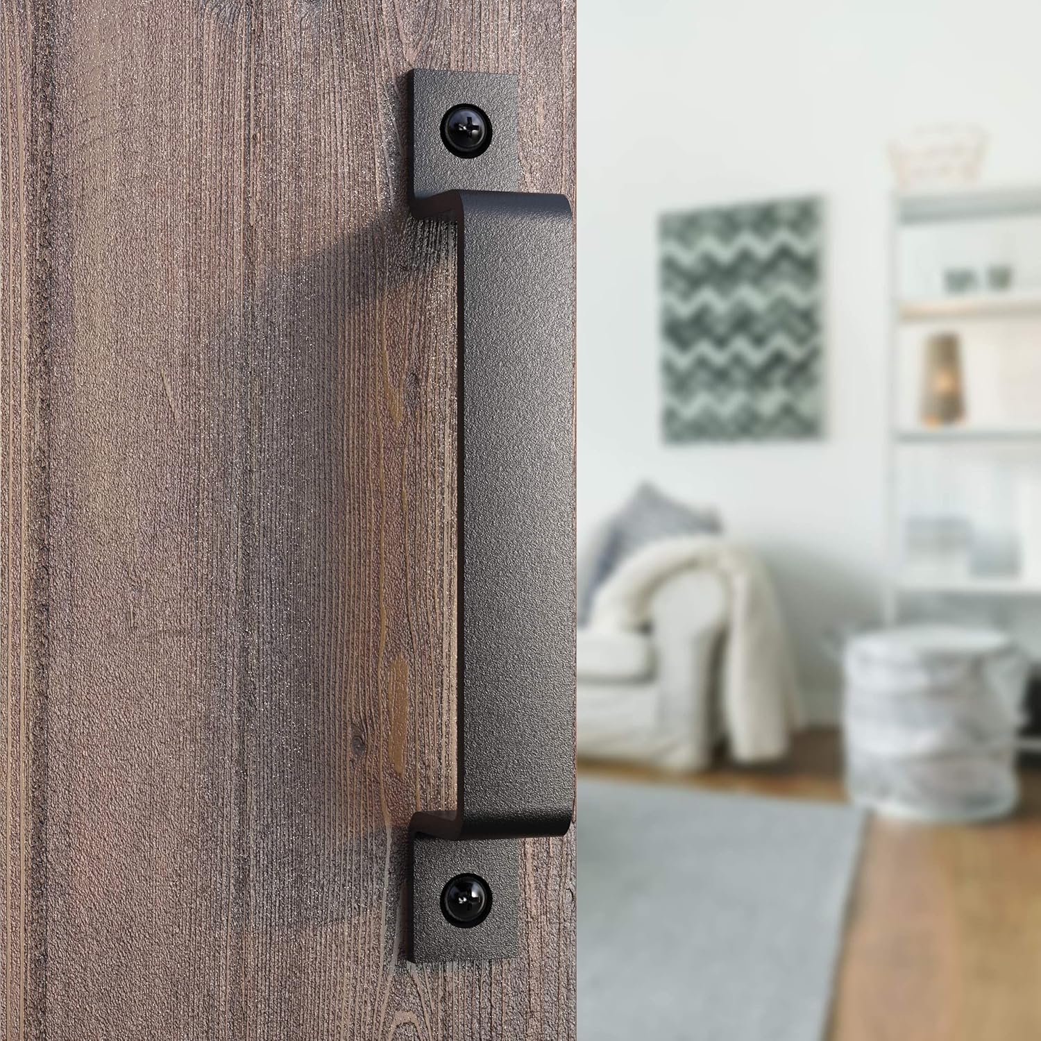 VivaLight Manija rústica de 8 pulgadas para puerta de granero, tirador de acero negro para puertas correderas, puertas, garajes, cobertizos, vallas,
