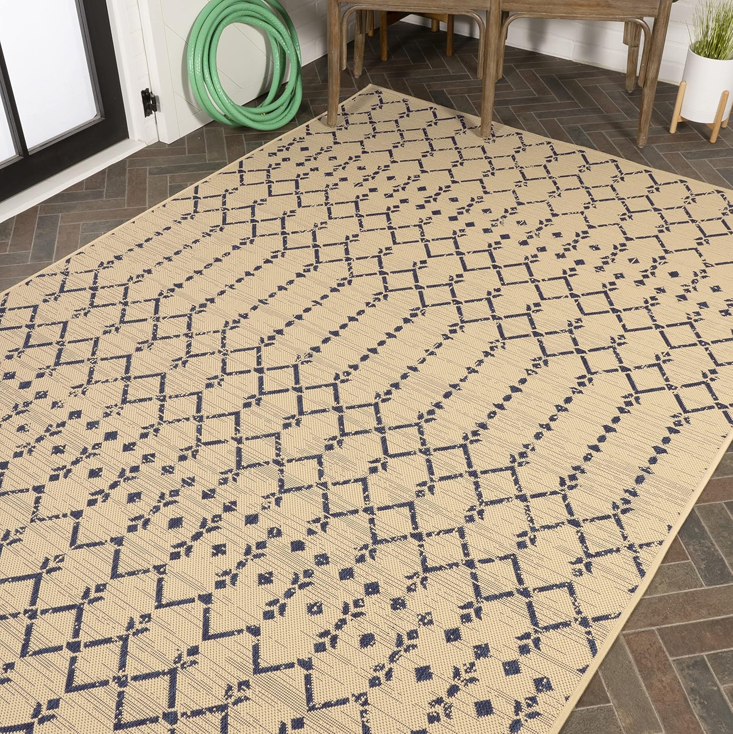 JONATHAN Y – Alfombra marroquí Ourika tejida con textura geométrica para interiores y exteriores, estilo bohemio, rústico, fácil limpieza, no suelta