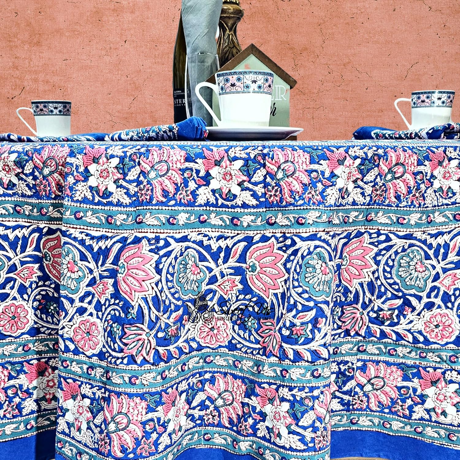 Sweet Us Lotus Dreams – Mantel de algodón y una servilleta gris, mantel floral para cocina, mantel para interiores y exteriores, dije de zafiro,