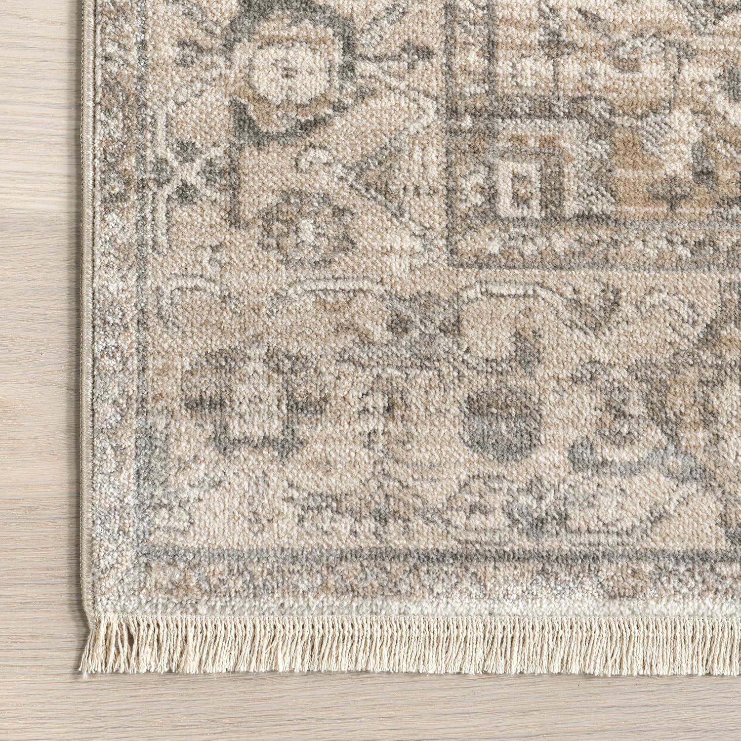 NuLOOM – Alfombra con diseño de medallón, con flecos, modelo Ethel