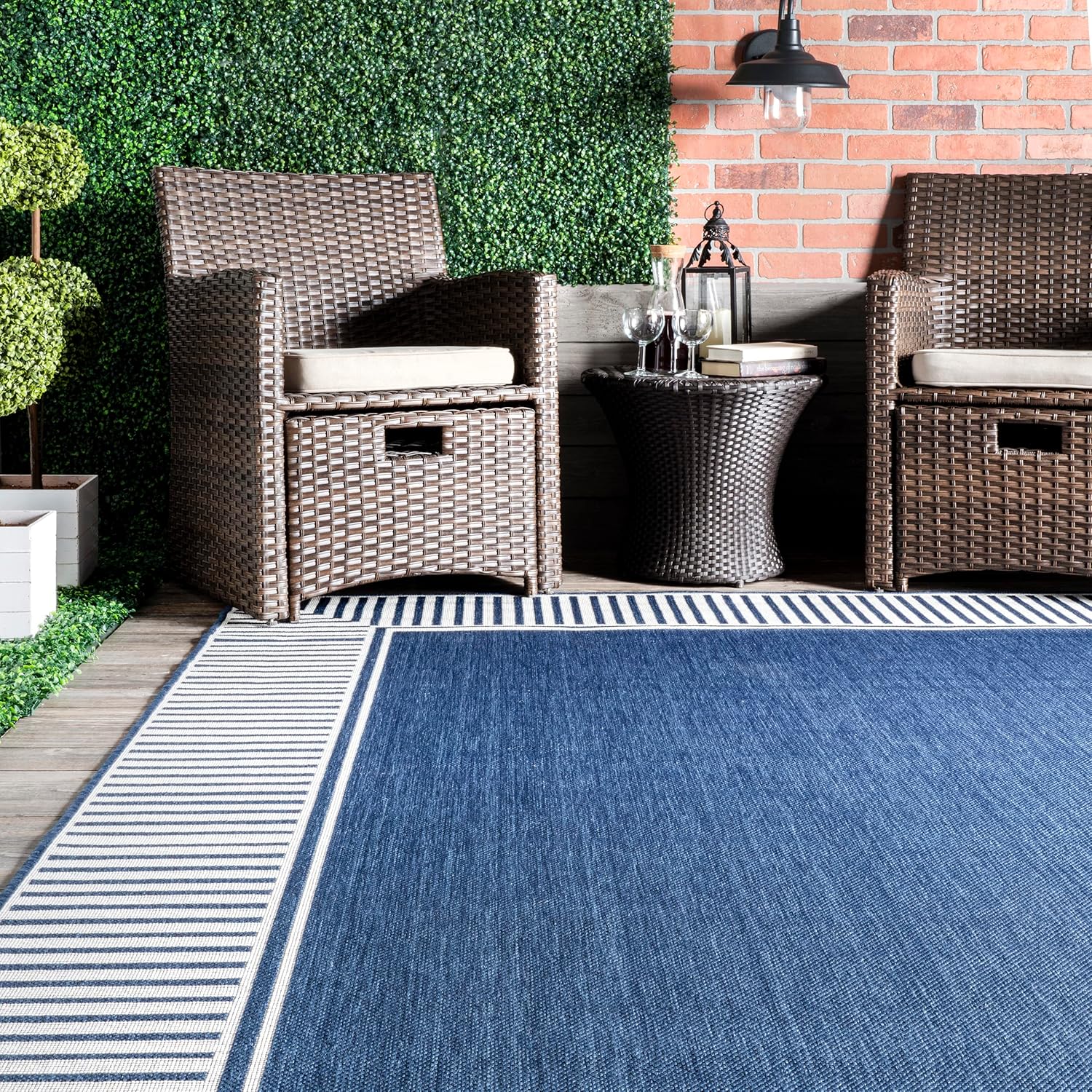 nuLOOM Asha – Alfombra de área con borde simple para interiores y exteriores, 4 x 6 pies, color azul marino