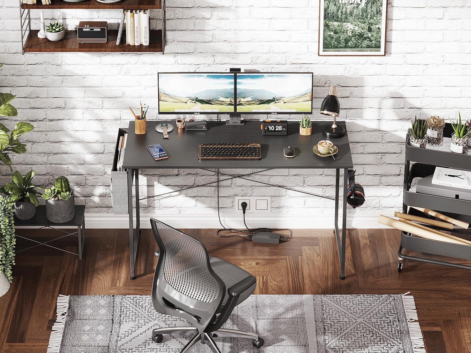 COTUBLR Escritorio para computadora de 47 pulgadas, escritorio de oficina en casa, escritorio simple y moderno para dormitorio, escritorio de