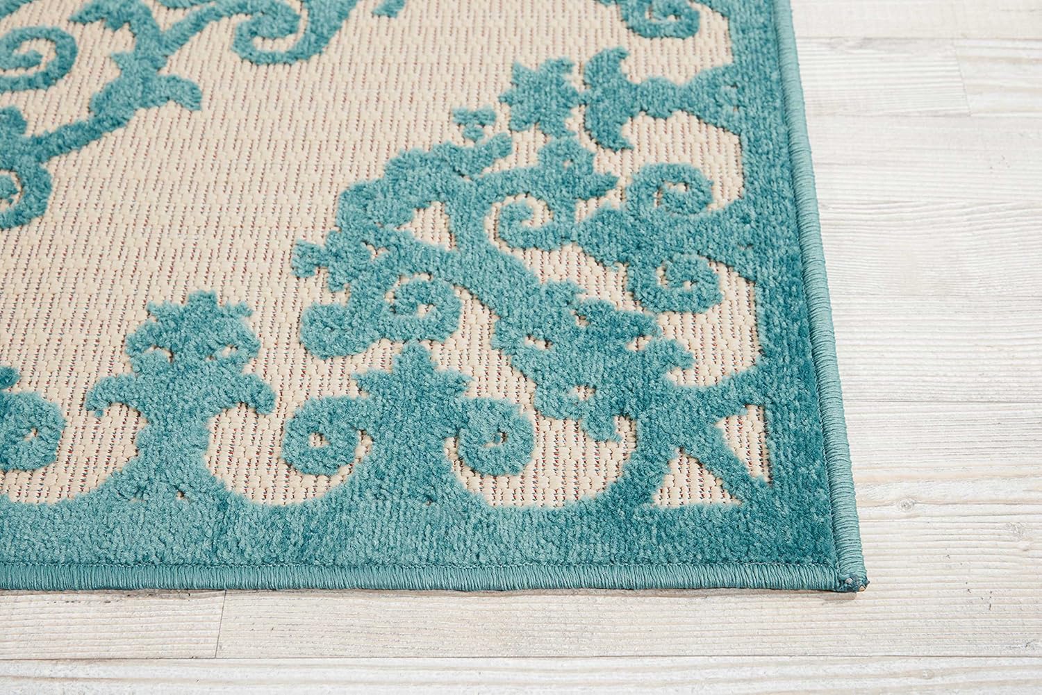 Nourison Aloha – Alfombra para interiores y exteriores, 2.8 x 4 pies, tropical, botánica, fácil de limpiar, no se desprende, para dormitorio, sala