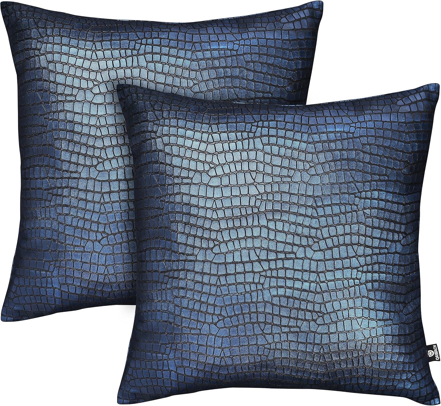 Funda de almohada de piel de cordero  Funda decorativa para cojín de sofá  Fundas para sala de estar y dormitorio, 22 x 22 pulgadas  Azul metálico,