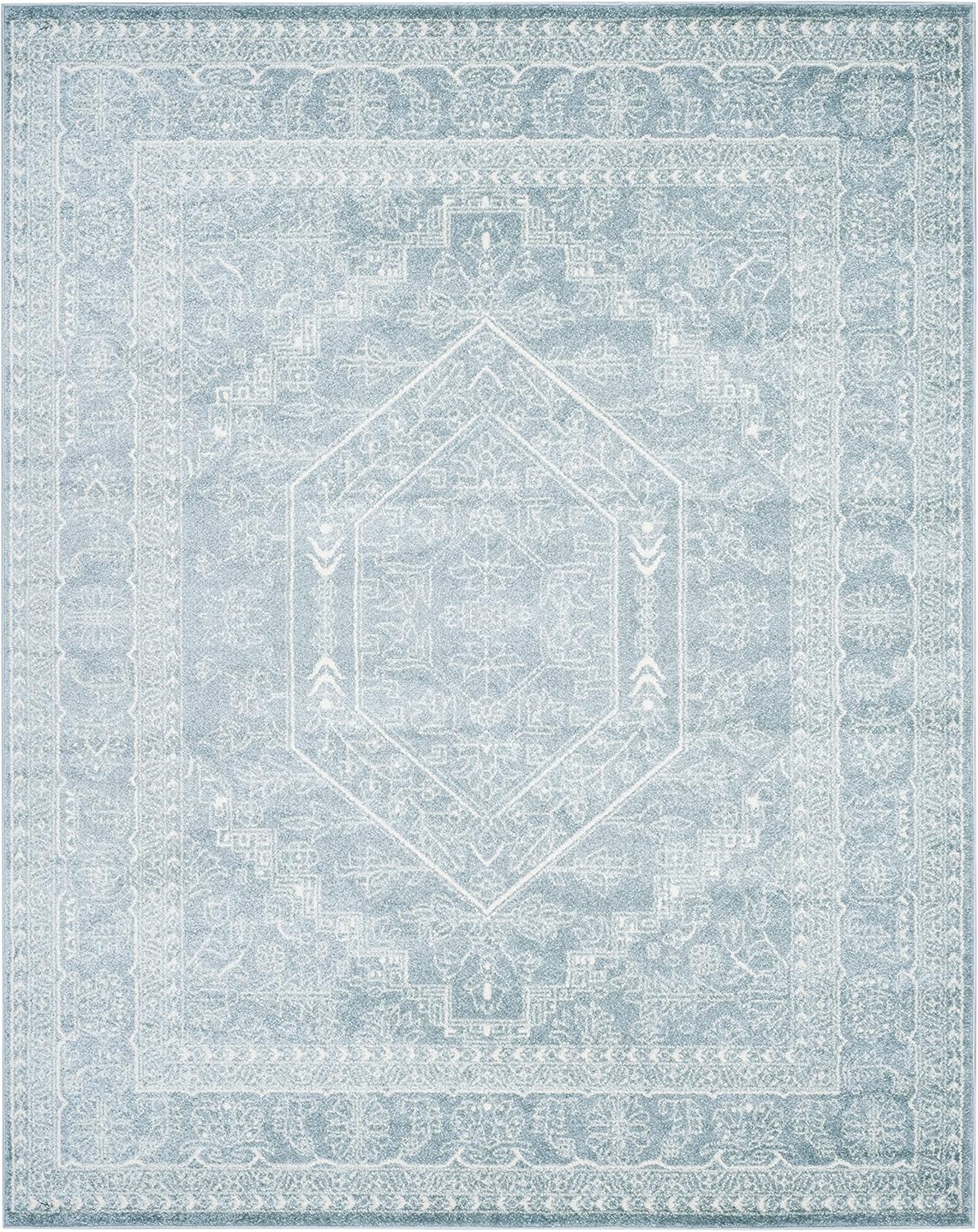 Safavieh – Colección Adirondack, 6 pies x 9 pies, color pizarramarfil, ADR108T, Medallón Oriental, alfombra de área para sala, habitación, comedor,