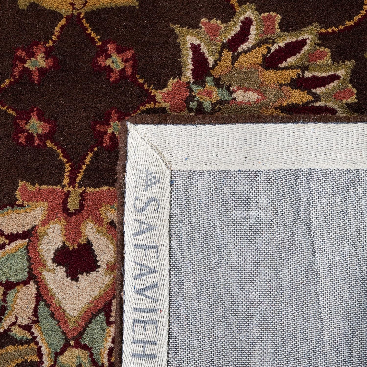 SAFAVIEH Heritage Collection – Alfombra de área de 5 x 8 pies, marrón y beige, hecha a mano de lana oriental tradicional, ideal para zonas de alto