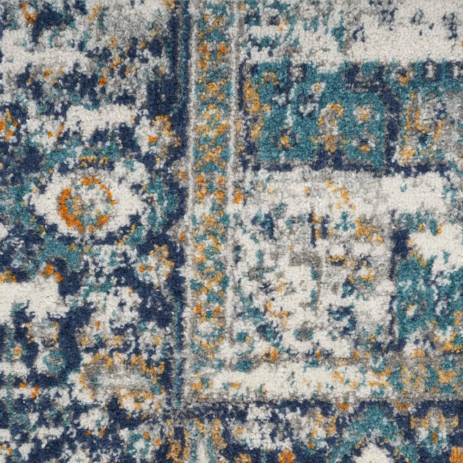 Nourison Passion Alfombra persa, marfilgrisazul, de 5 pies 3 pulgadas x 7 pies 3 pulgadas, fácil de limpiar, no desprende pelo, para habitación,