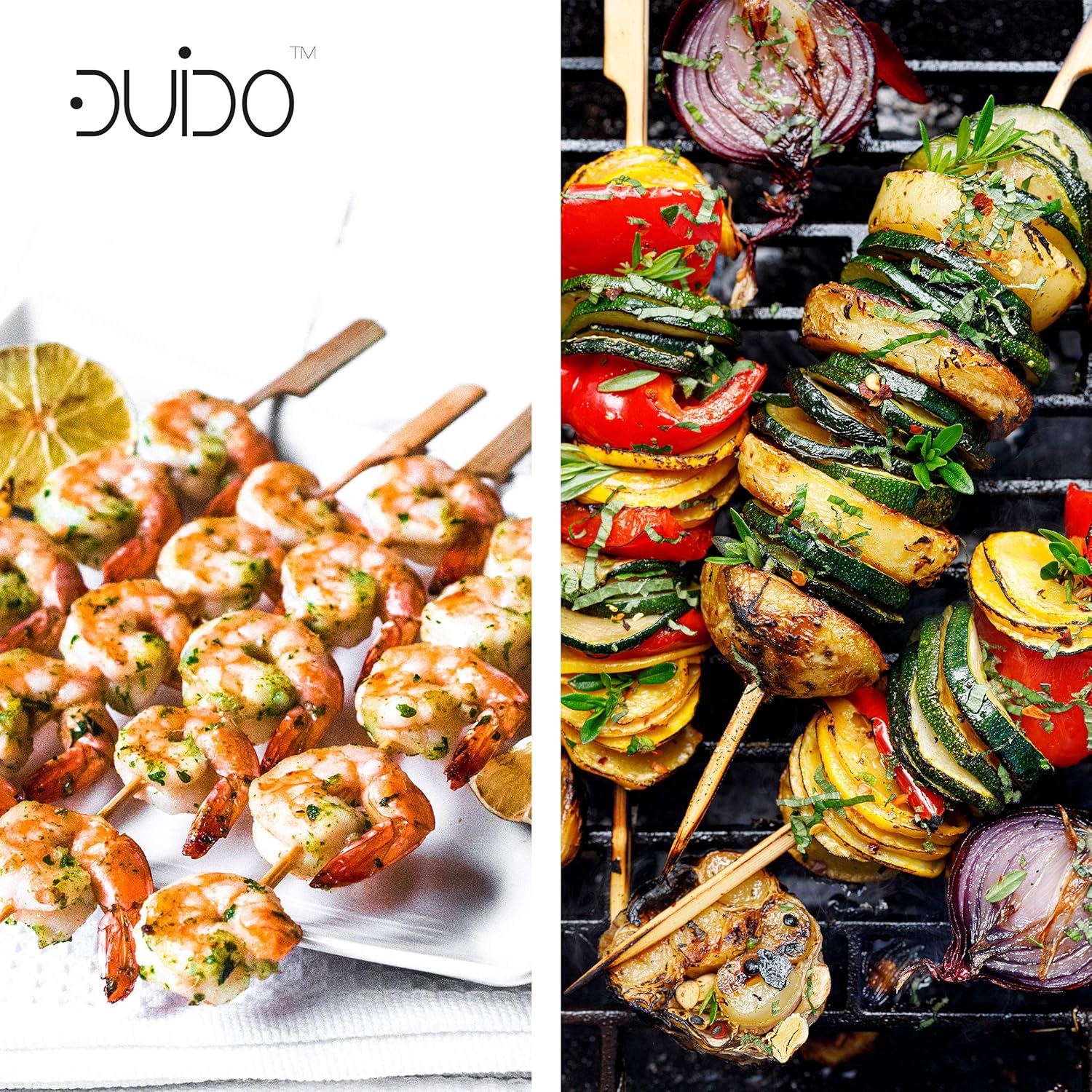 Pinchos de bambú palitos de madera  (paquete de 220  7 pulgadas), brochetas ecológicas para barbacoabarbacoa Kebab aperitivos fruta Kabob Fondue
