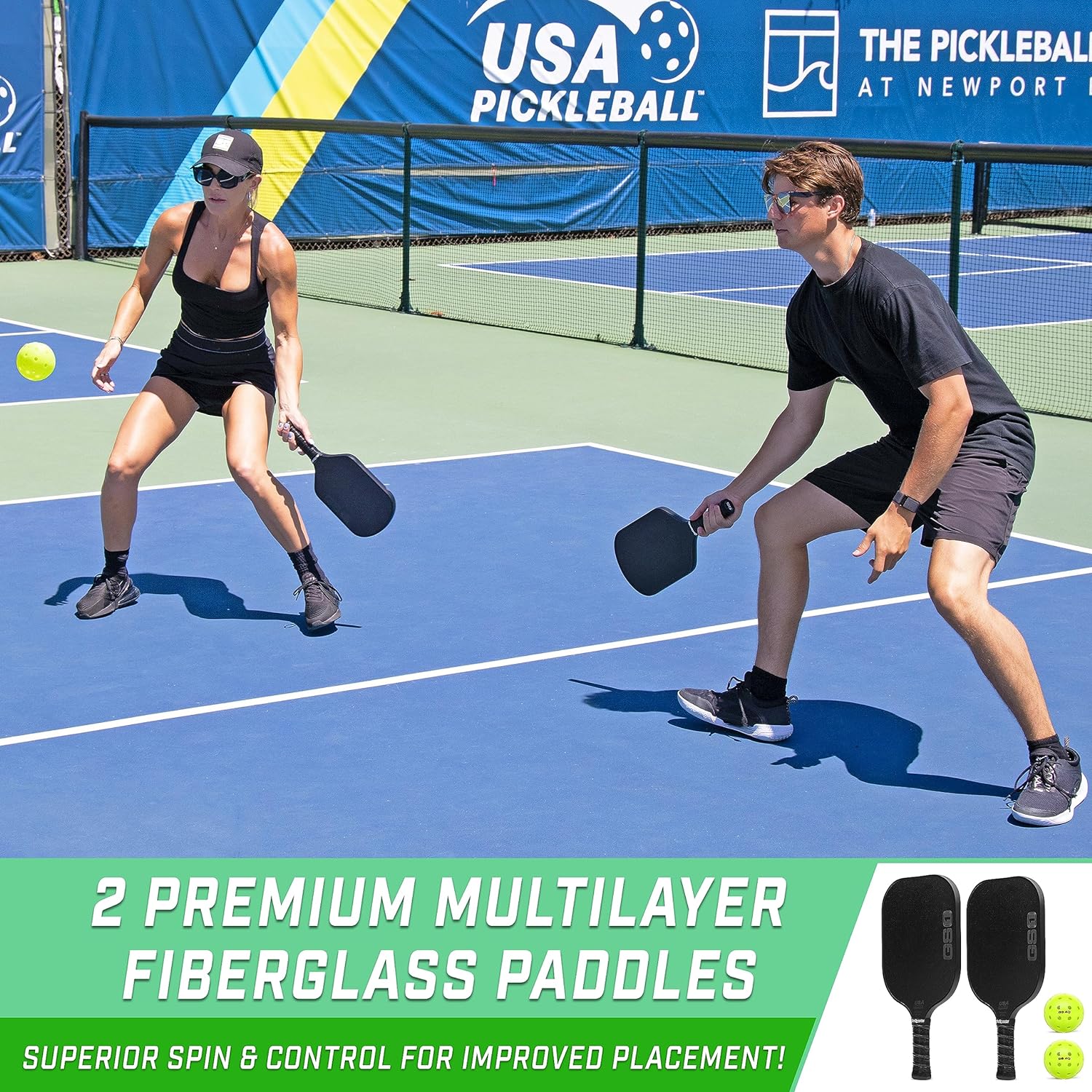 GoSports GS1 Pickleball Paddles – USAPA Approved Fiberglass Pickleball Paddles – Single, 2 Pack, or 4 Pack