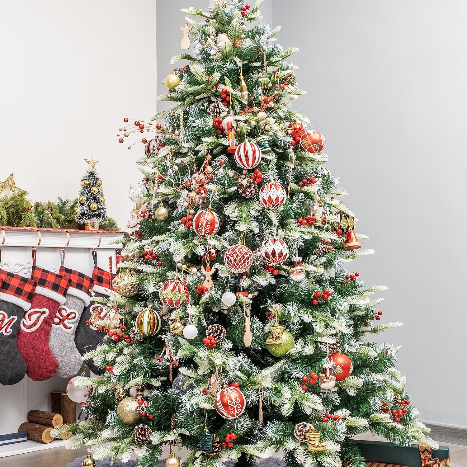 Adornos de bola de Navidad, 16 piezas para adornos de árbol de Navidad de 3.15 pulgadas, irrompibles, decoración de árbol de Navidad con bolas de
