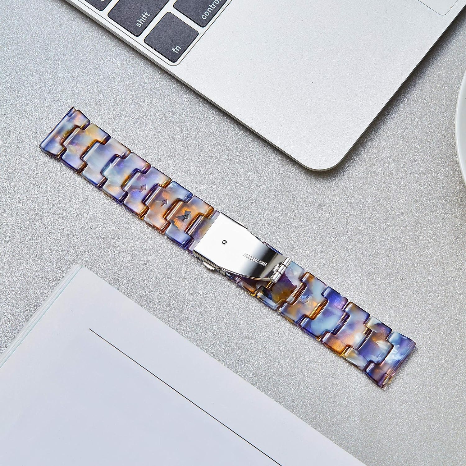 Correas de reloj de resina con funda compatible con Apple Watch Band de 1.575 pulgadas, 1.614 pulgadas, 1.732 pulgadas, 1.772 pulgadas, correa de