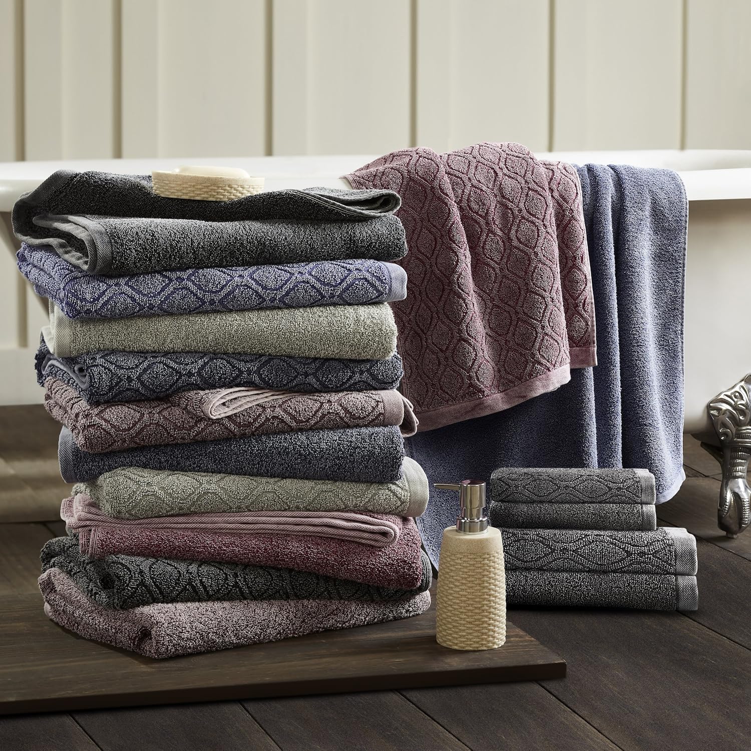 Superior Denim Wash – Juego de 6 toallas de baño de 100 % algodón de 550 GSM, 2 caras, 2 manos, 2 toallas de baño, ideal para baño, cocina o playa,