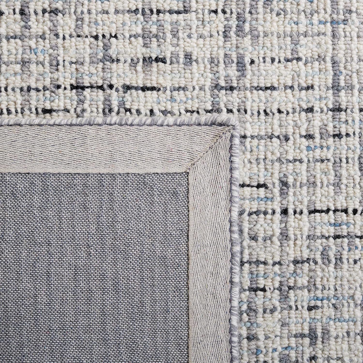 Safavieh Abstract Collection – Alfombra decorativa, 2 x 3 pies, gris y marfil, lana hecha a mano, ideal para zonas de alto tráfico en entrada, sala