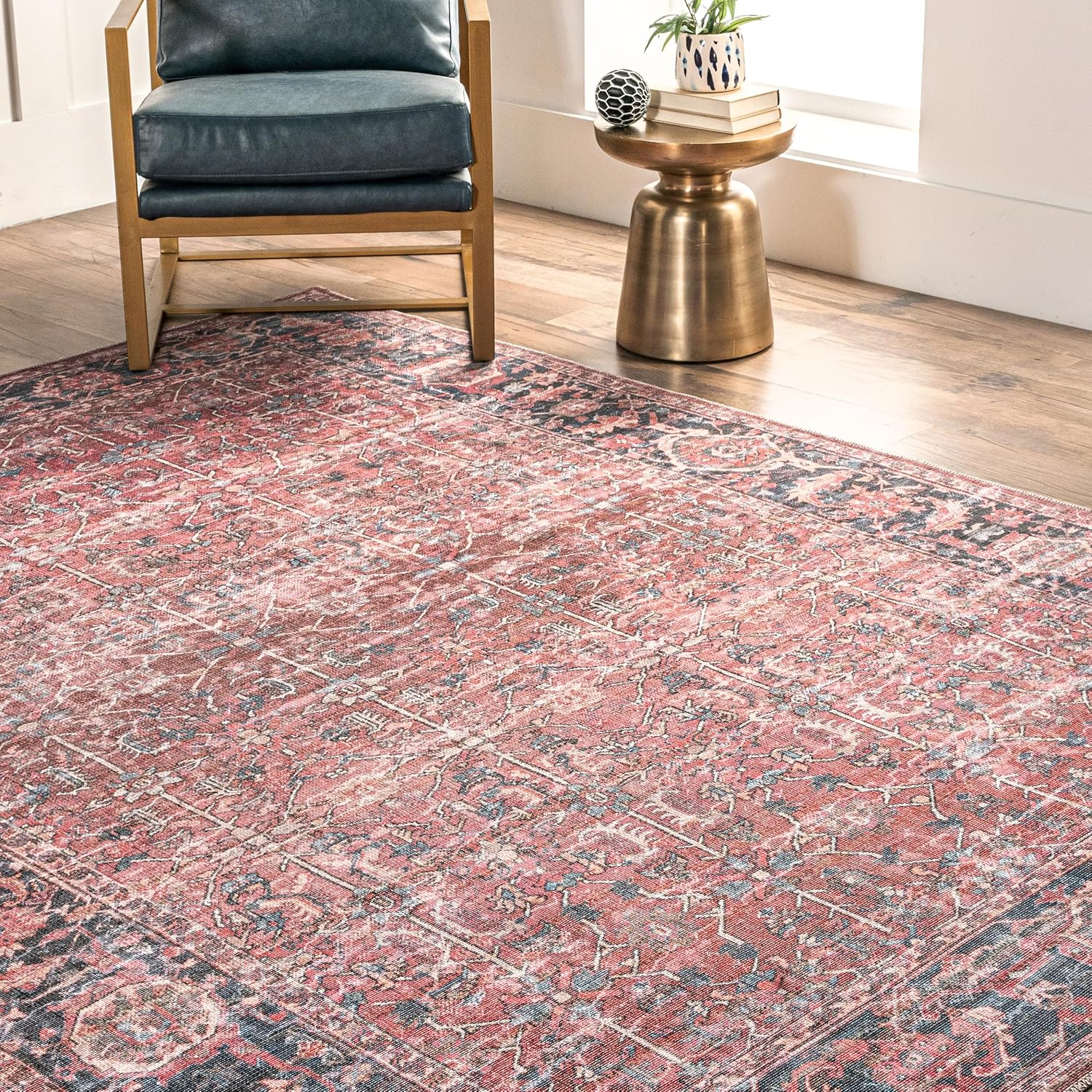 nuLOOM Katie Alfombra de pasillo con borde envejecido, lavable a máquina, 2 pies 8 pulgadas x 8 pies, color óxido