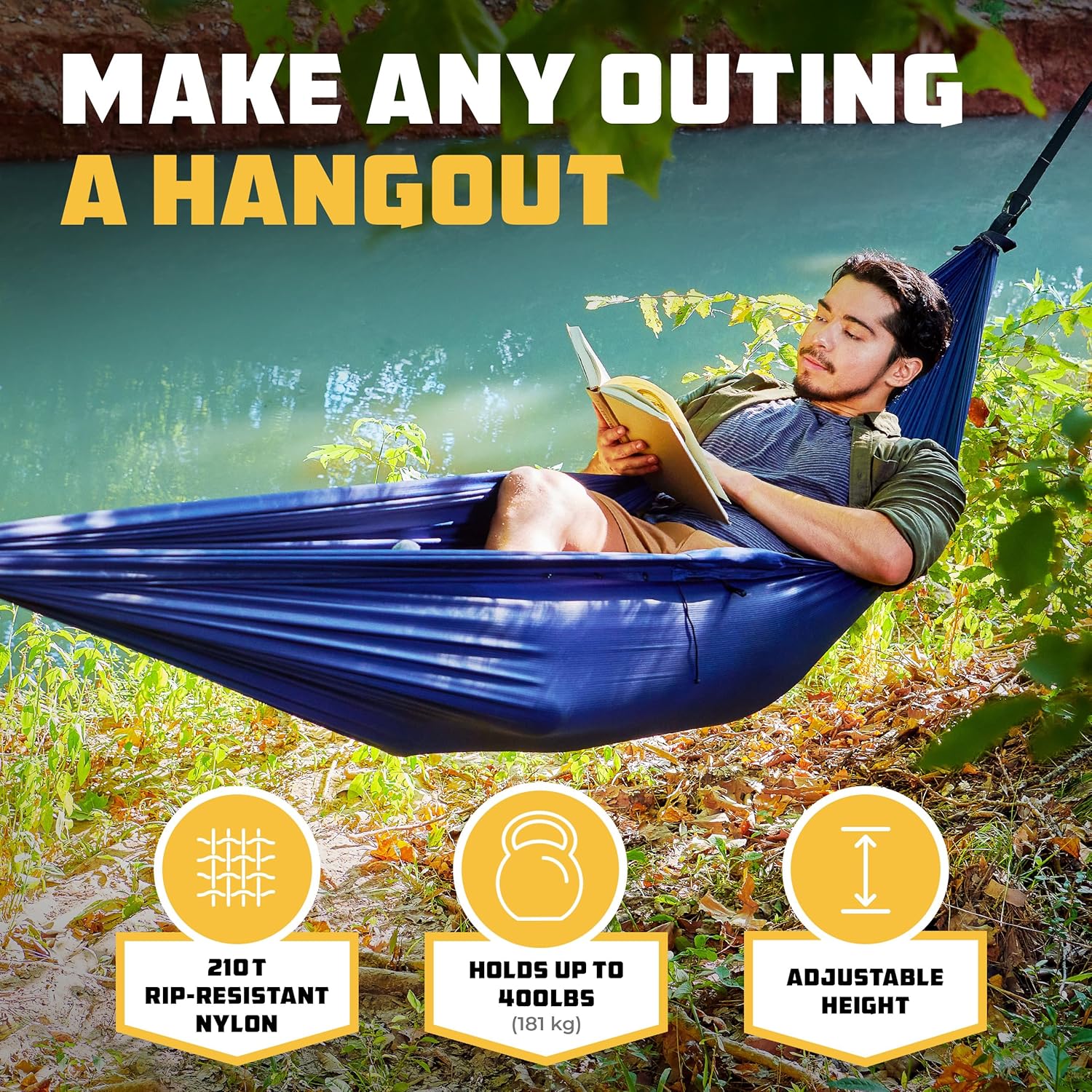 Wise Owl Outfitters Hamaca 4 en 1  Hamaca de camping, lona de refugio, poncho y huella  Accesorios esenciales y accesorios para campistas