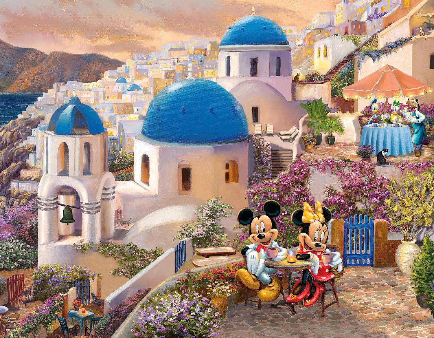 Ceaco – Paquete múltiple 4 en 1 – Thomas Kinkade – Disney – Mickey y Minnie – (4) rompecabezas de 500 piezas