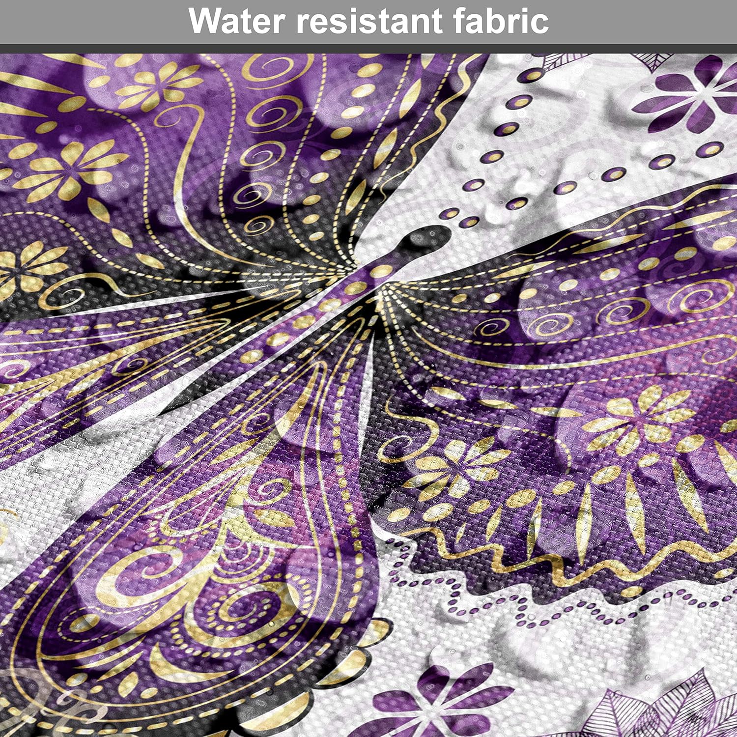 Ambesonne Tela natural de The Yard, mariposas con motivo de cachemira en alas y flores, material artístico, para almacenamiento de tela resistente