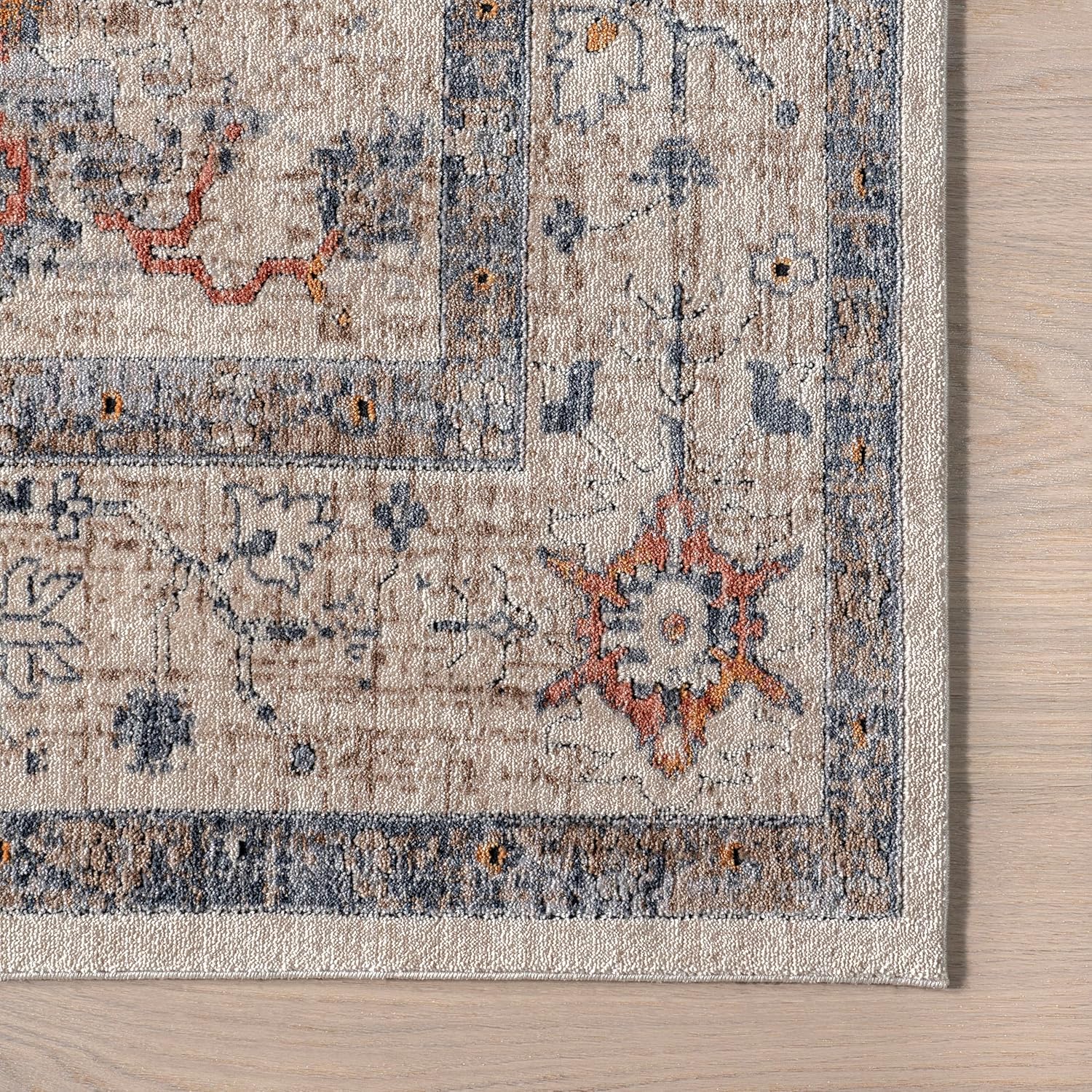 nuLOOM Yanet – Alfombra de pasillo floral y cachemira de 2 x 8 pies para sala de estar, dormitorio, comedor, entrada, pasillo, cocina, beige